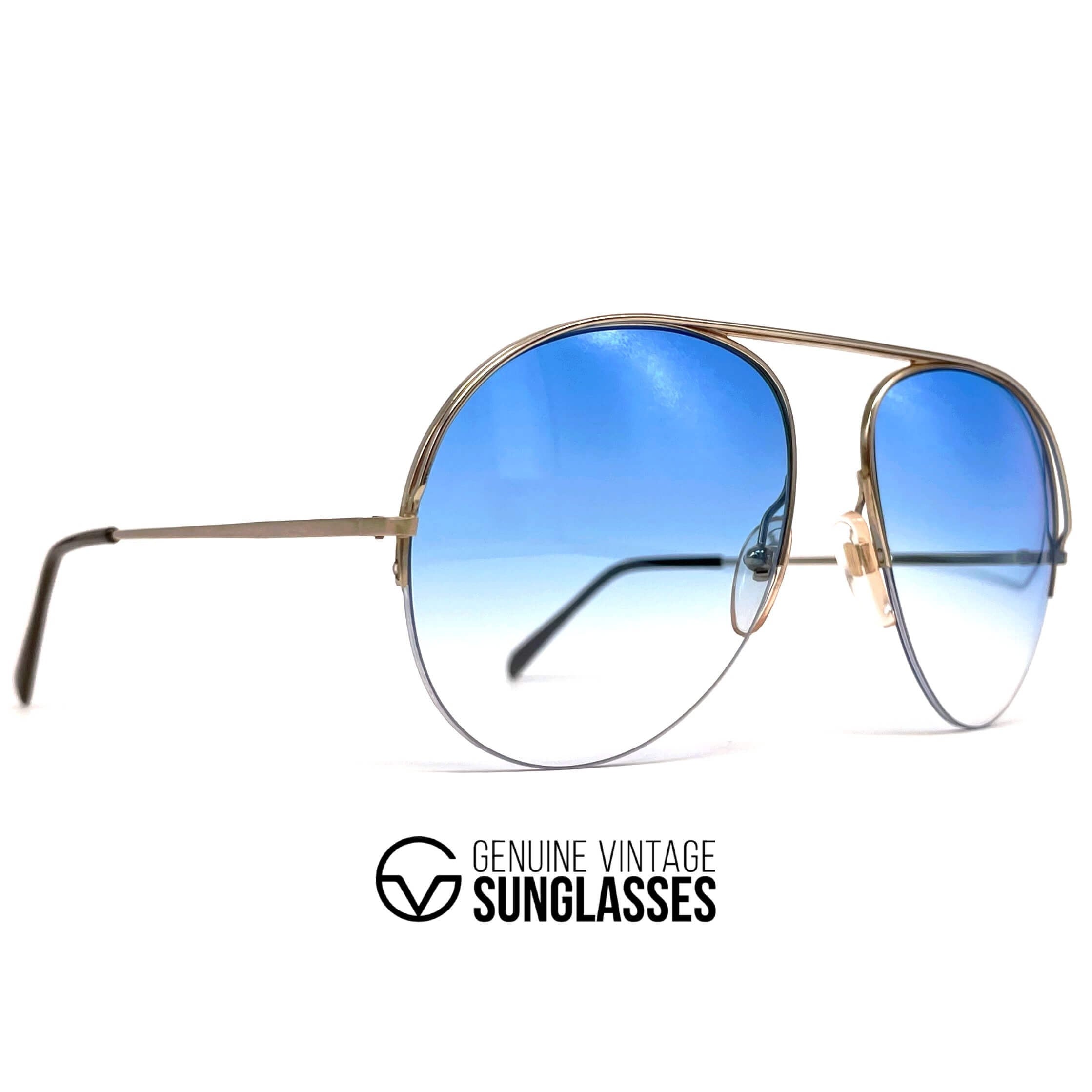 Vintage OWP DESIGN 1487 gold rimless aviator sunglasses
