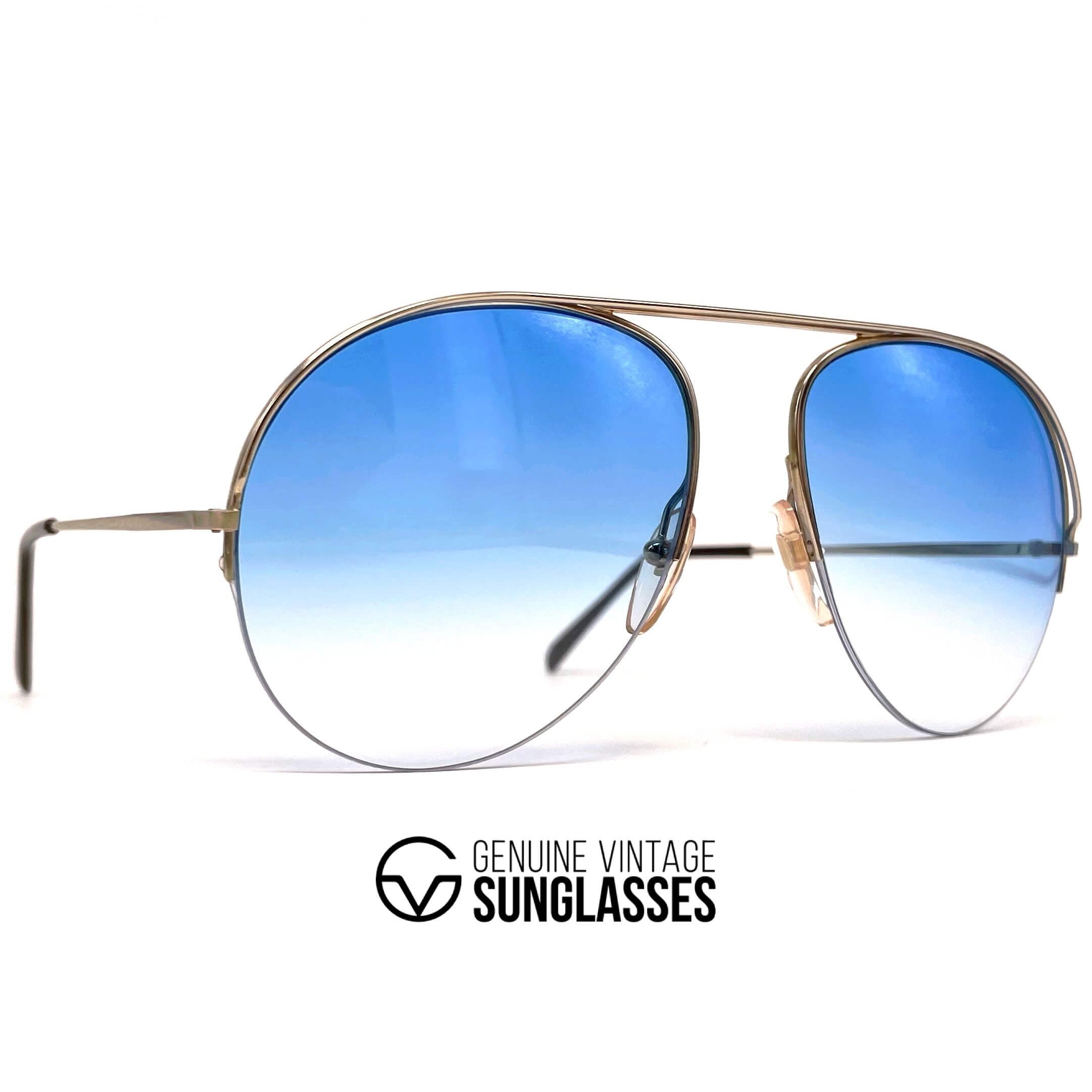 Vintage OWP DESIGN 1487 gold rimless aviator sunglasses