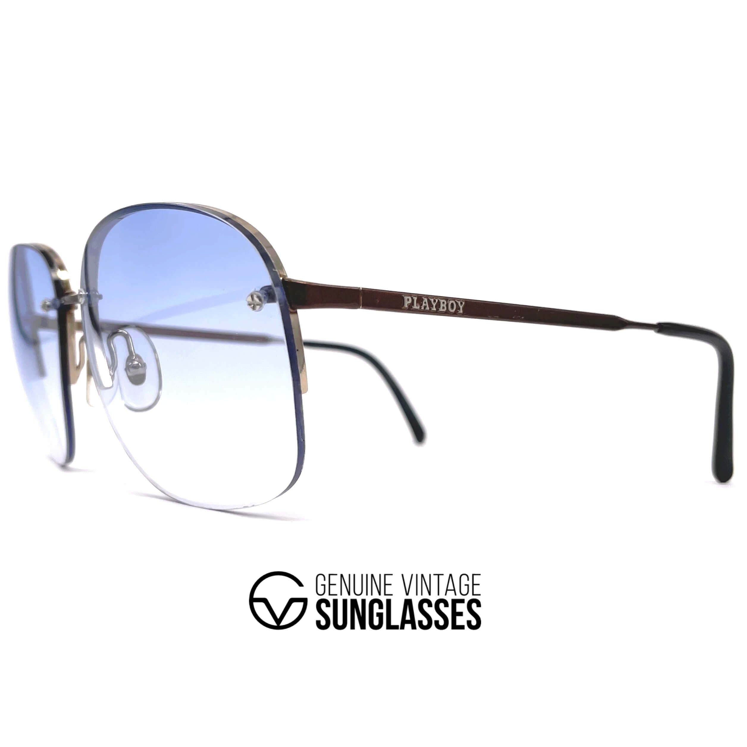 Vintage PLAYBOY 4569 blue rimless sunglasses