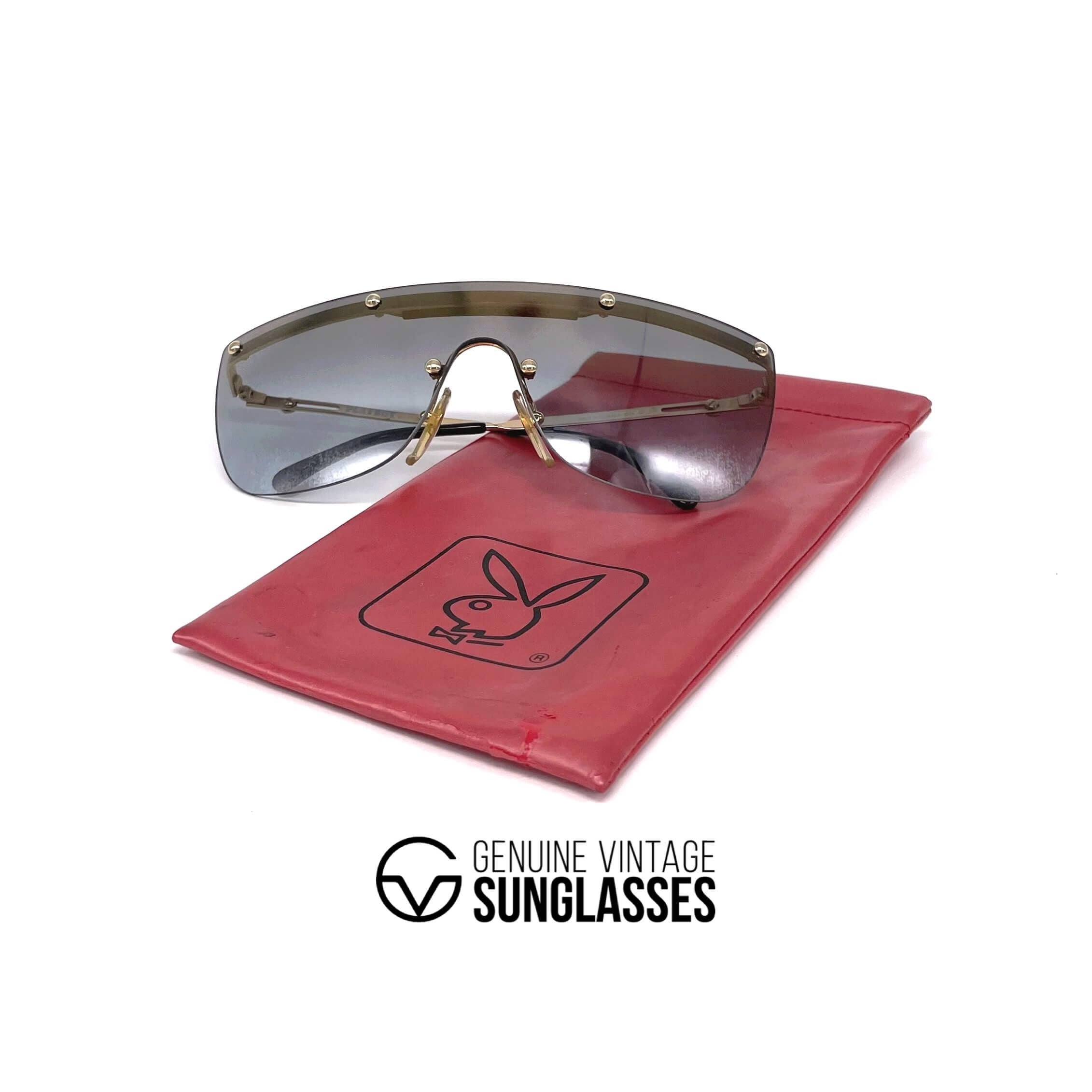 Vintage PLAYBOY 4674 gold rimless shield sunglasses