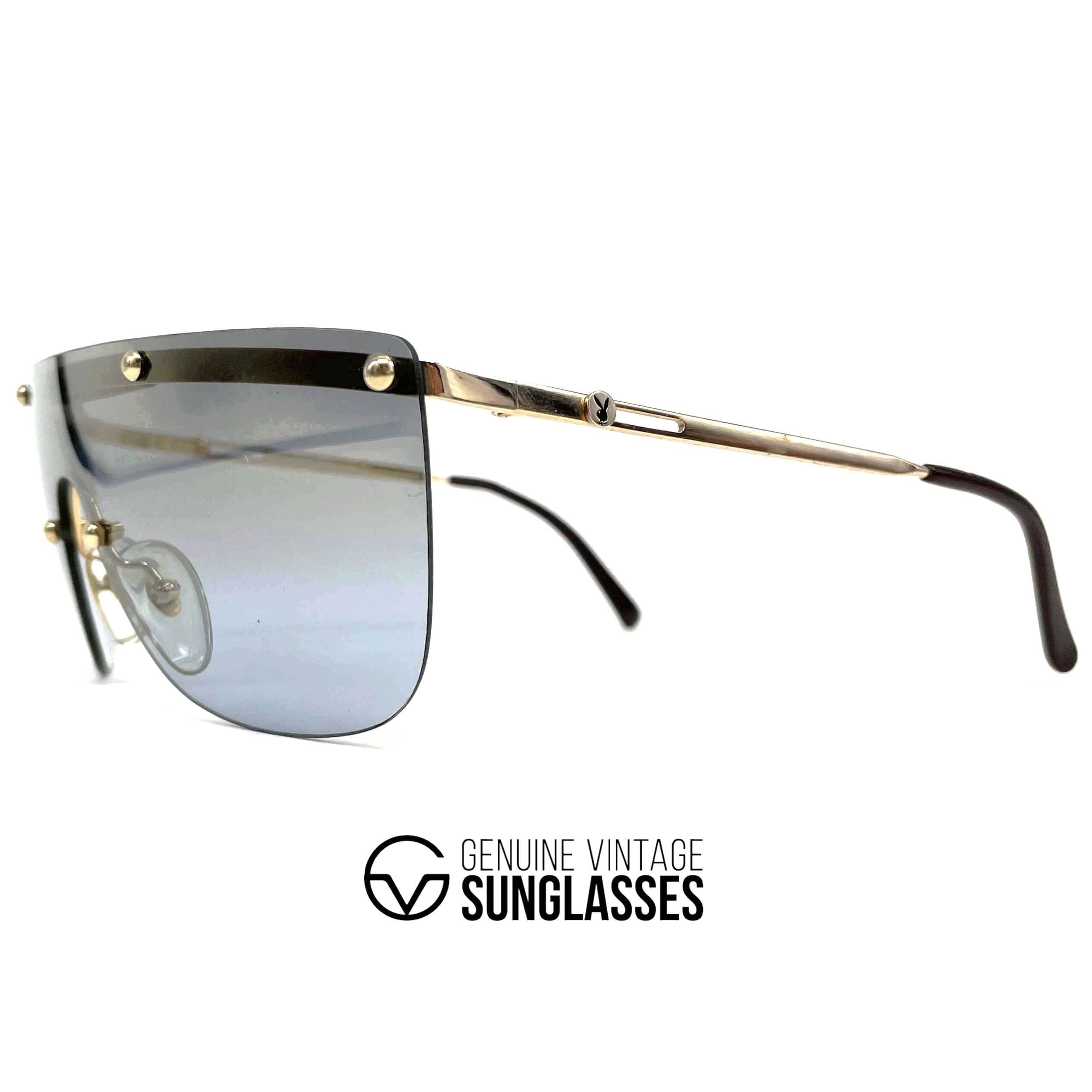 Vintage PLAYBOY 4674 gold rimless shield sunglasses