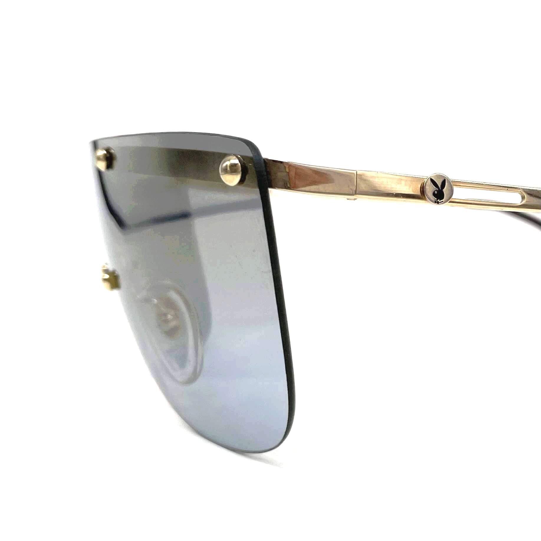 Vintage PLAYBOY 4674 gold rimless shield sunglasses