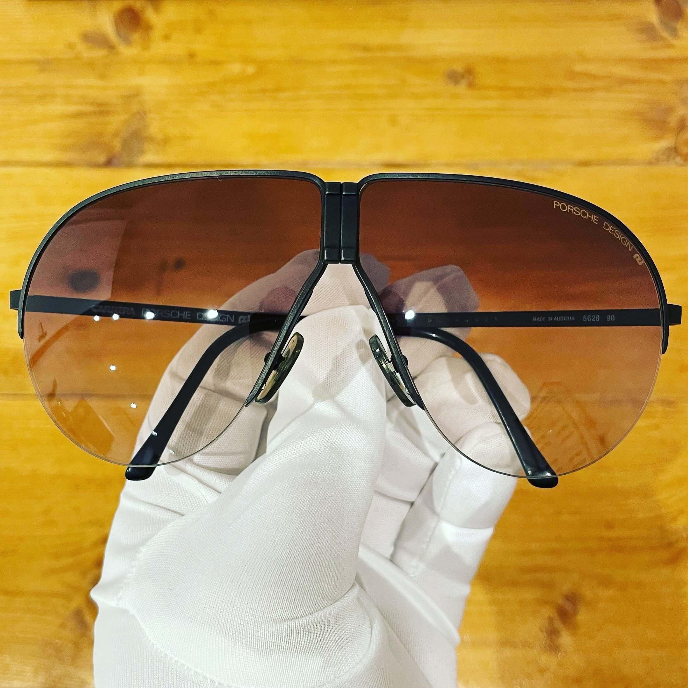Vintage PORSCHE DESIGN by CARRERA 5628 black folding sunglasses