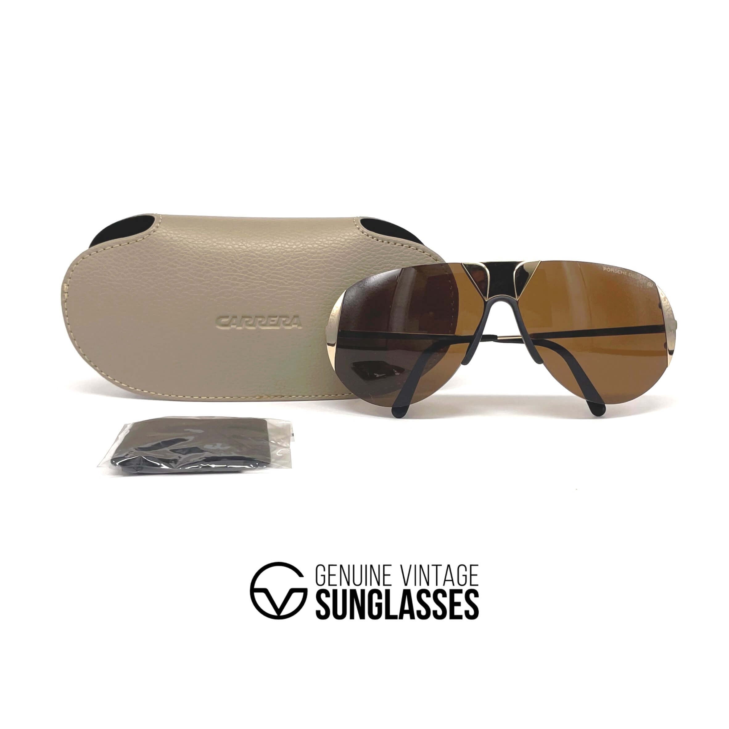 Vintage PORSCHE DESIGN by CARRERA 5636 gold rimless designer sunglasses