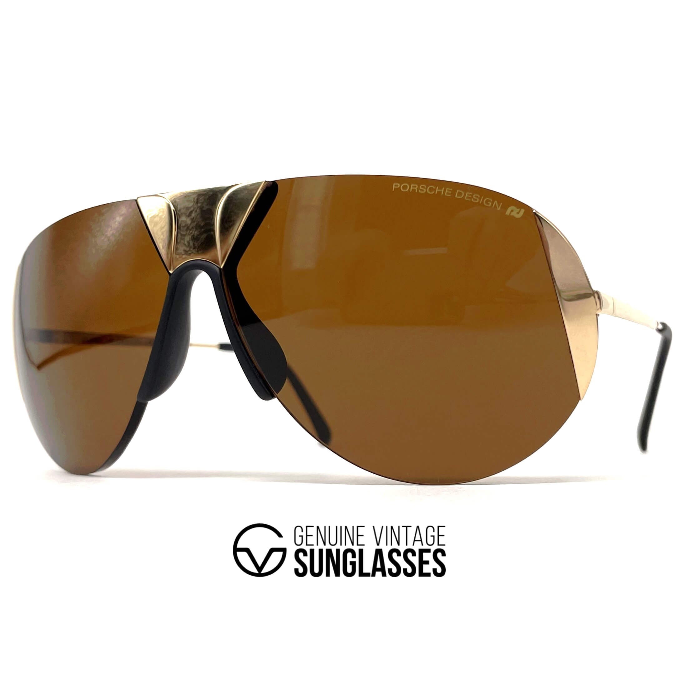 Vintage PORSCHE DESIGN by CARRERA 5636 gold rimless designer sunglasses