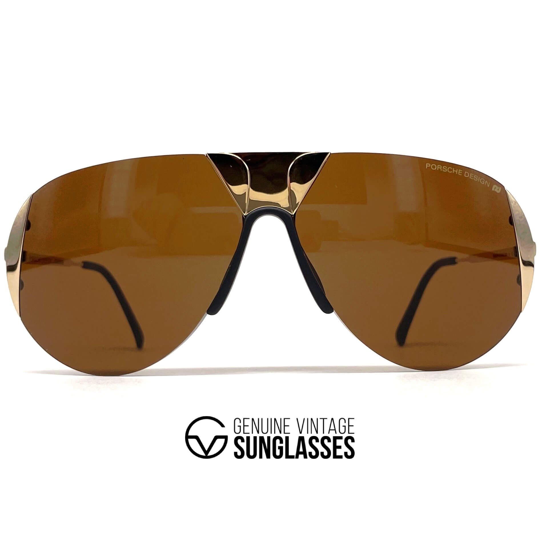 Vintage PORSCHE DESIGN by CARRERA 5636 gold rimless designer sunglasses