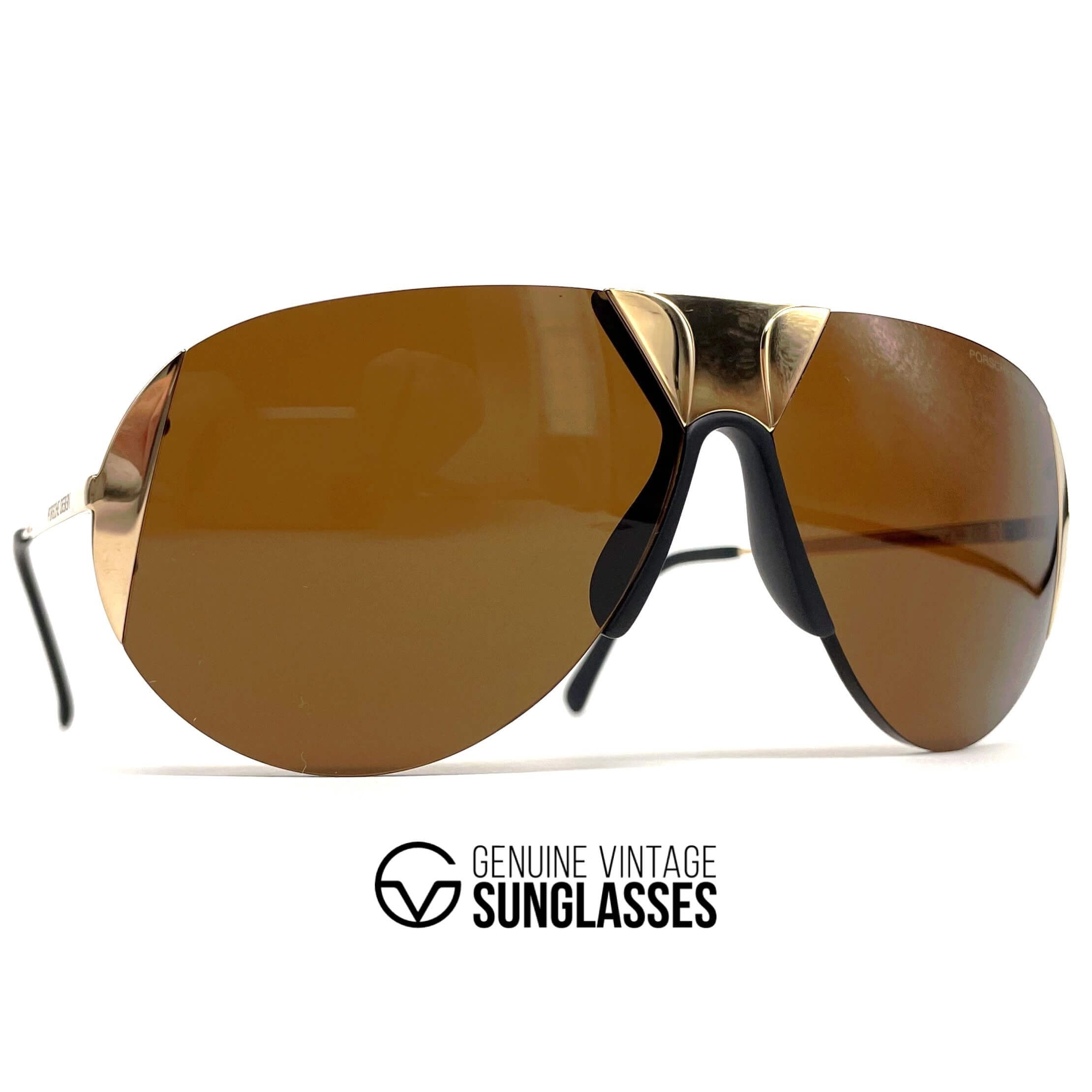 Vintage PORSCHE DESIGN by CARRERA 5636 gold rimless designer sunglasses