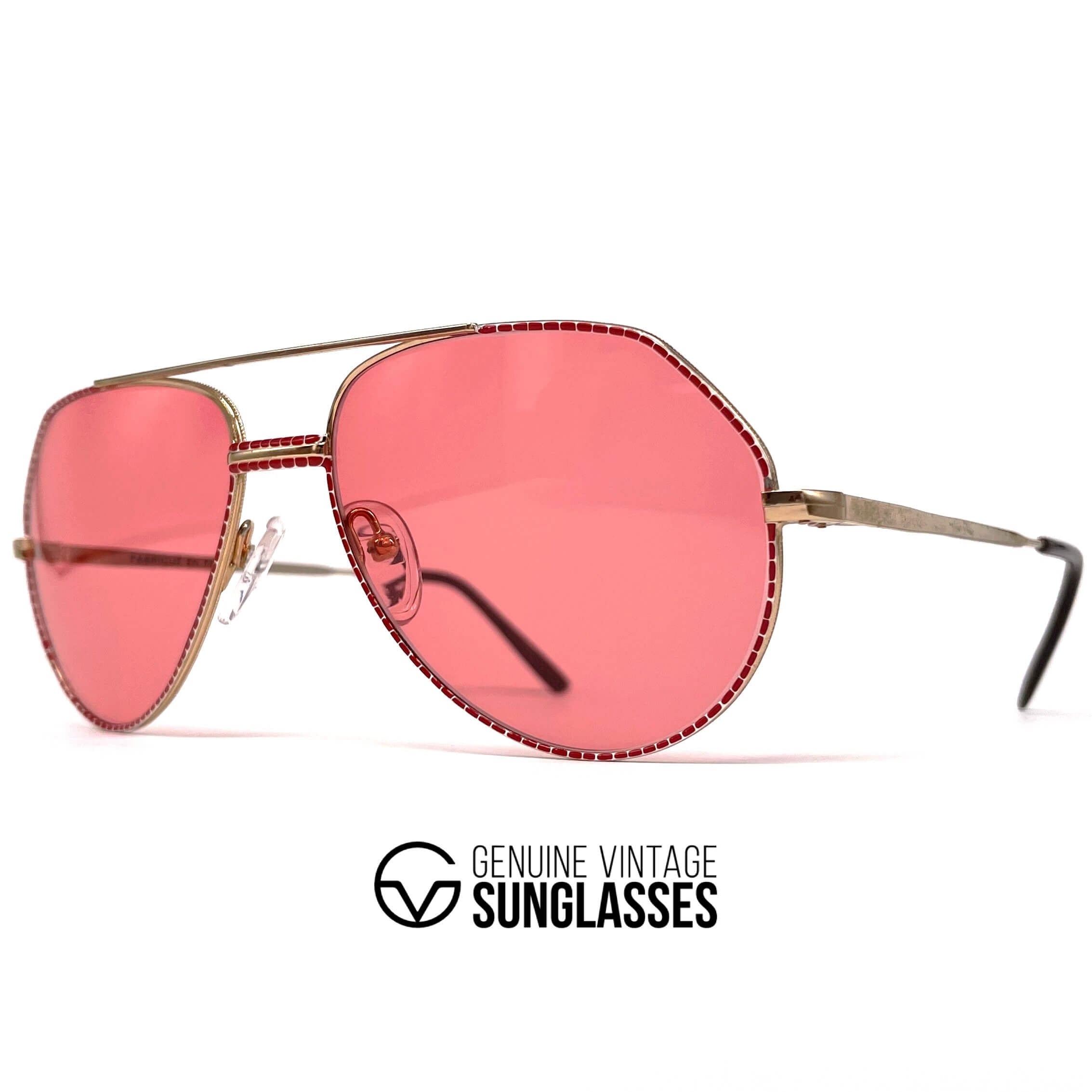 Vintage RENEE CHANTAL 023y gold designer aviator sunglasses