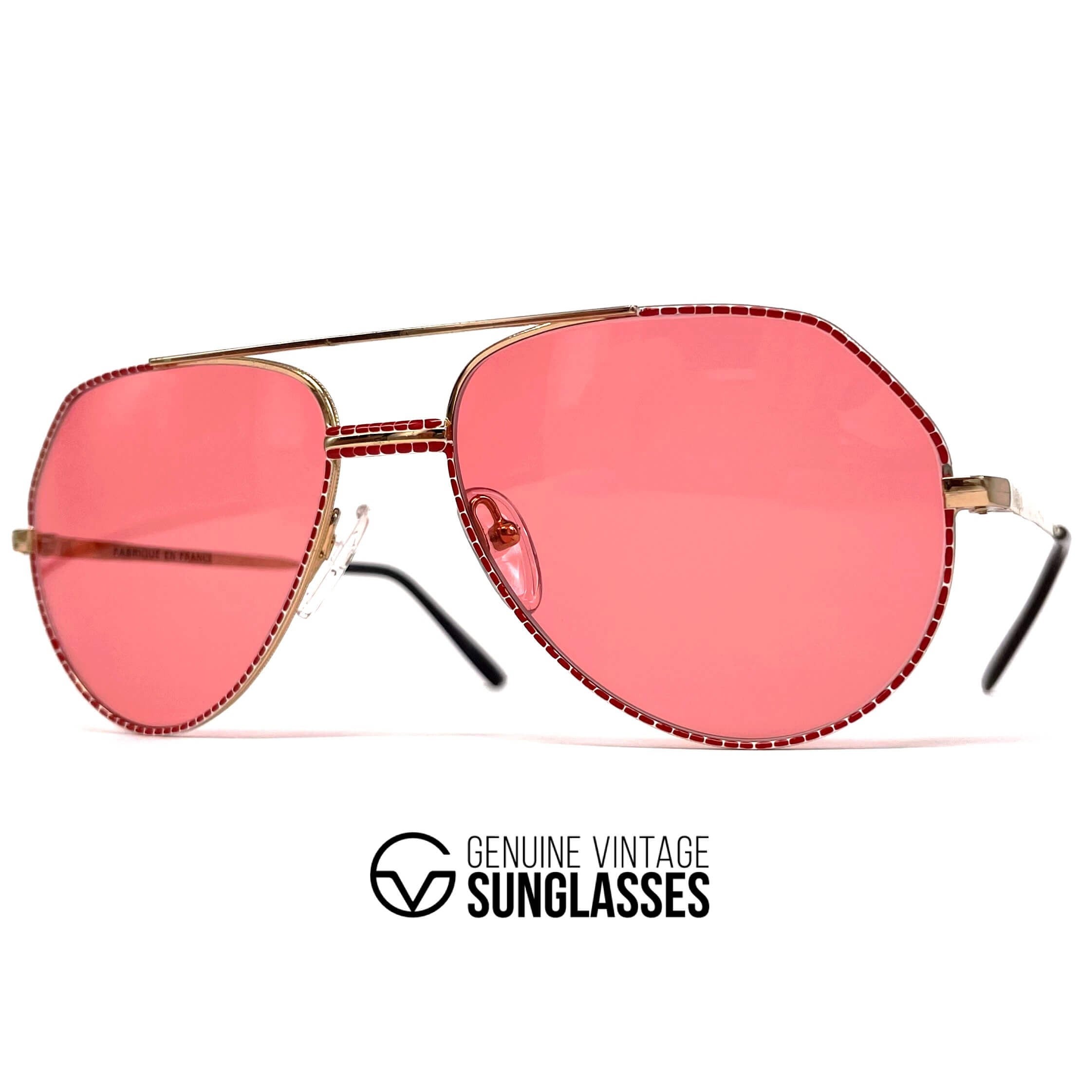 Vintage RENEE CHANTAL 023y gold designer aviator sunglasses