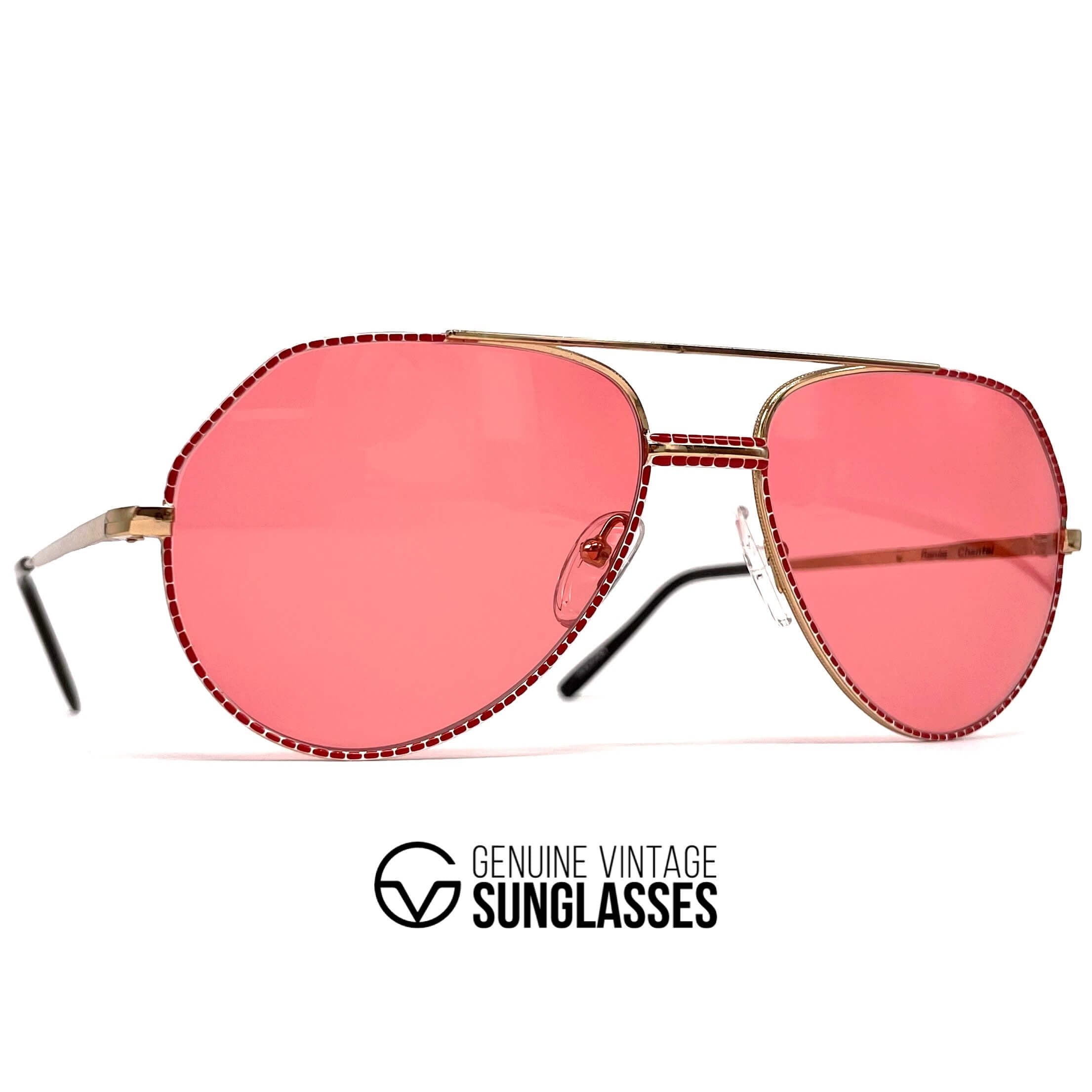 Vintage RENEE CHANTAL 023y gold designer aviator sunglasses
