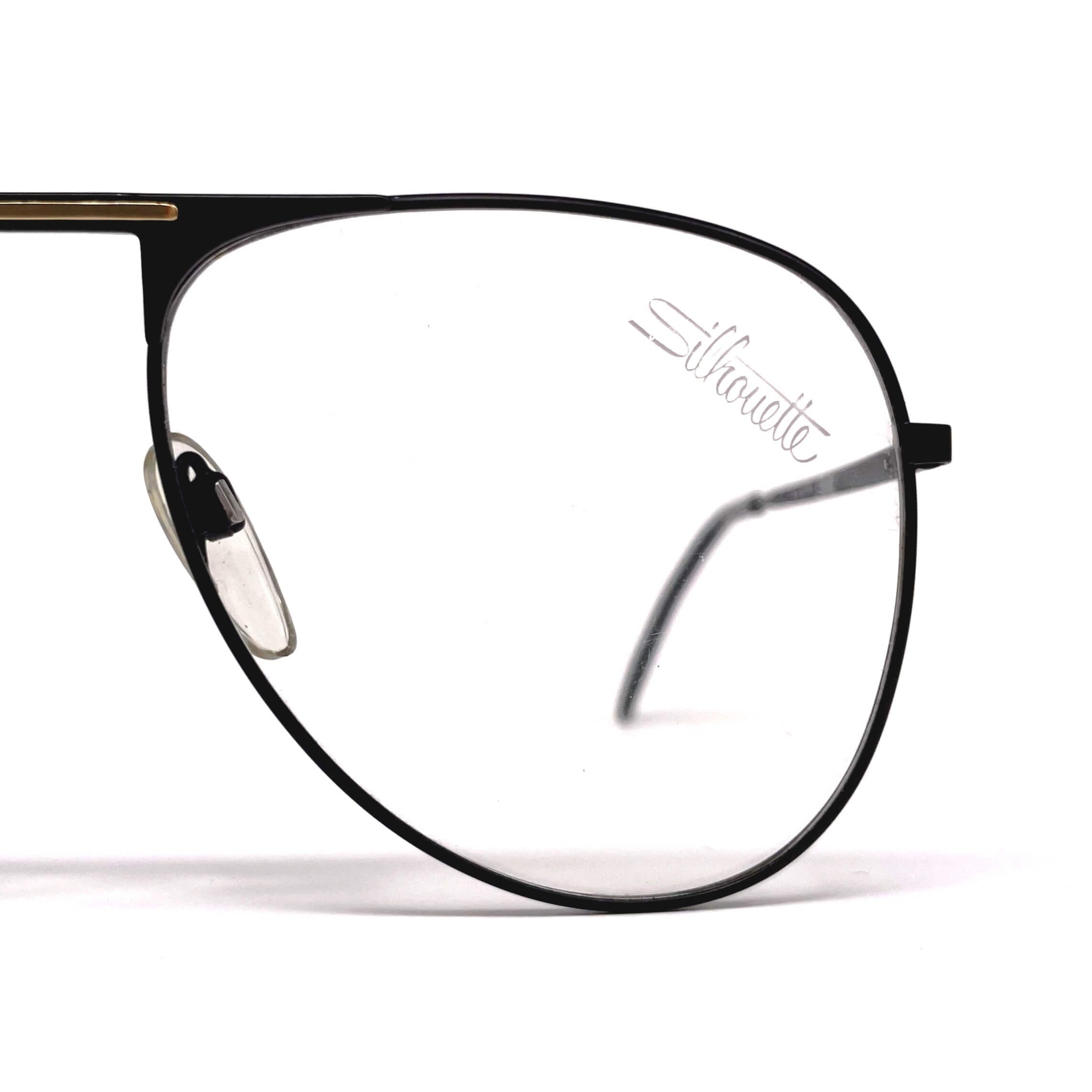 Vintage SILHOUETTE M 7021 black aviator XXL glasses frames