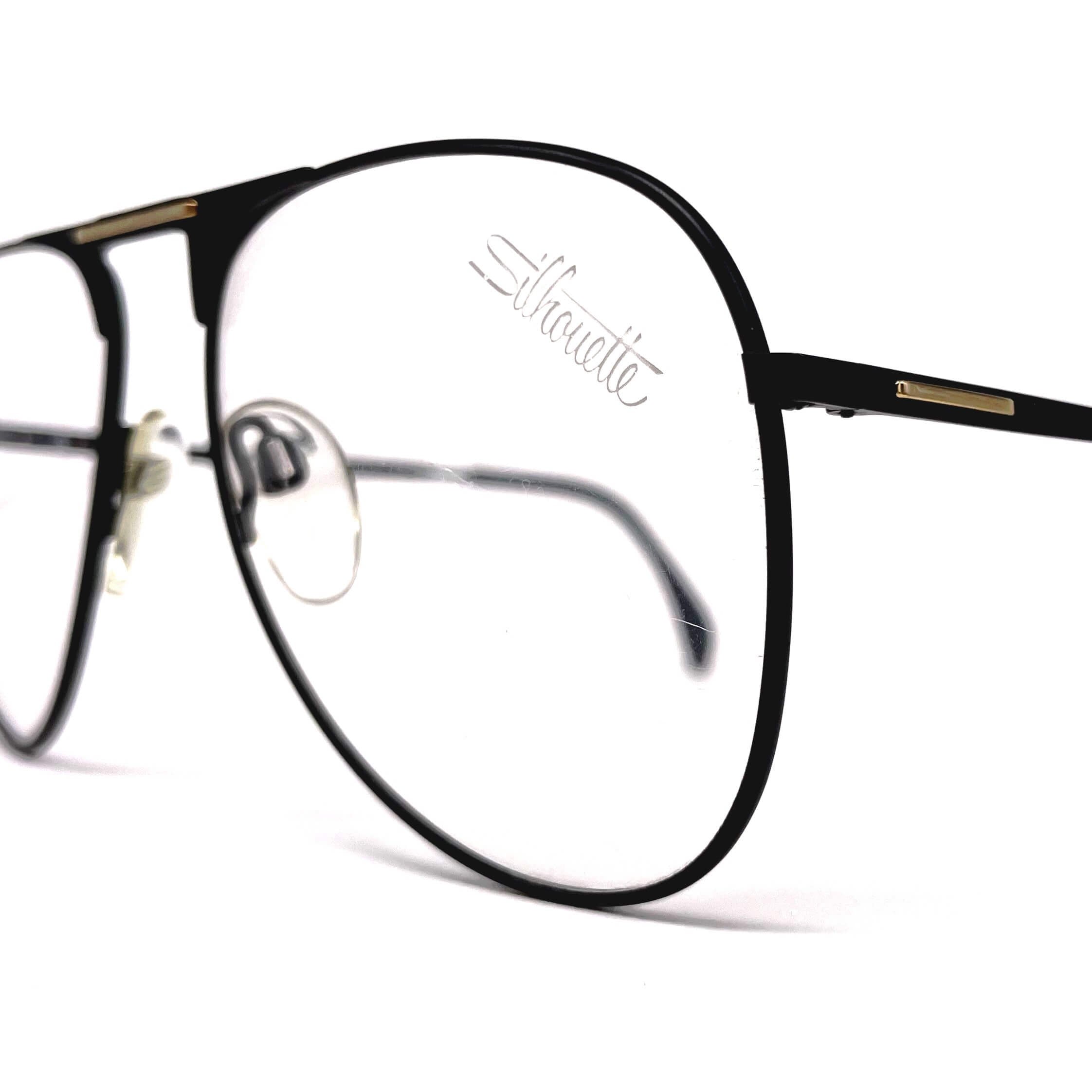 Vintage SILHOUETTE M 7021 black aviator XXL glasses frames