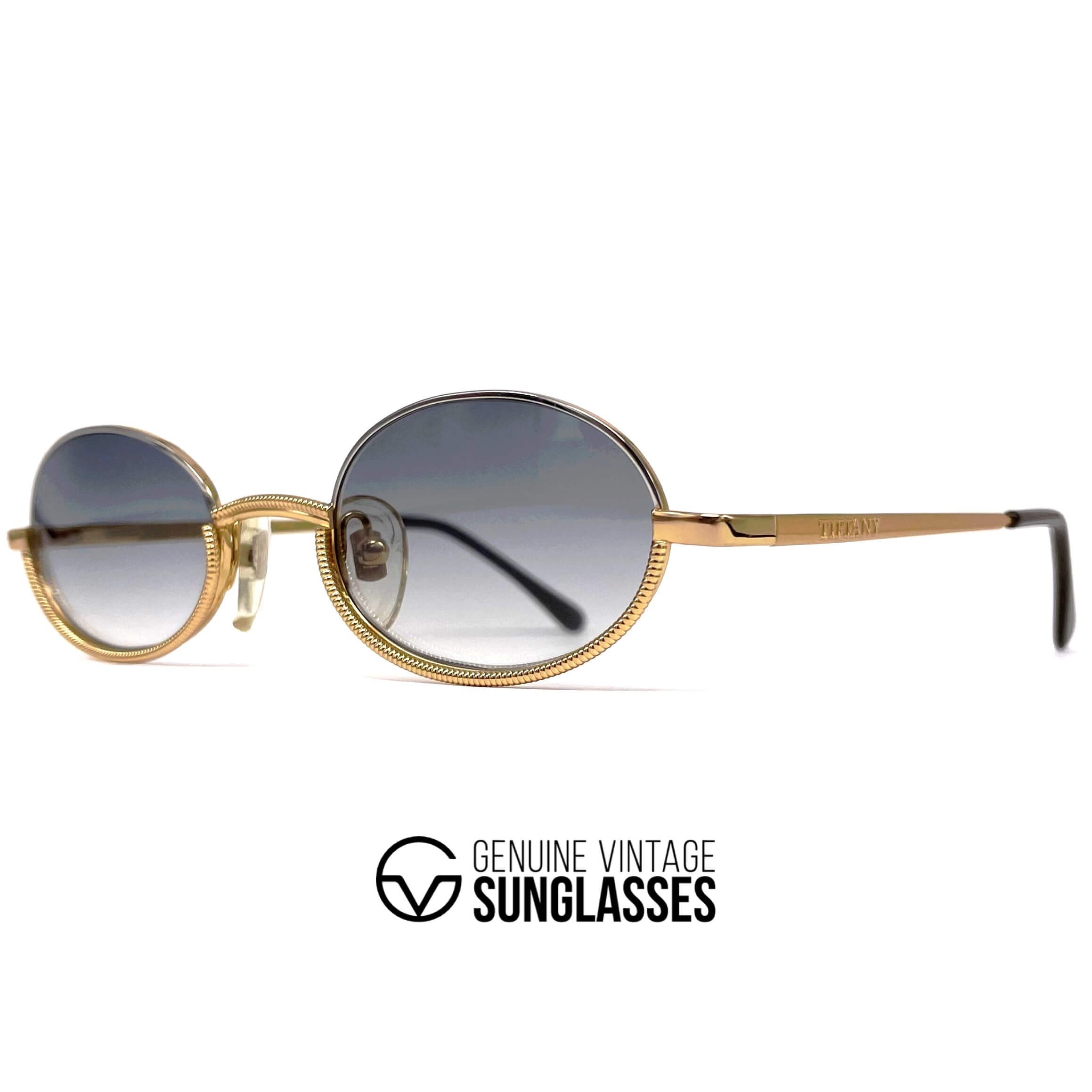 Vintage TIFFANY T1/05 gold plated round sunglasses