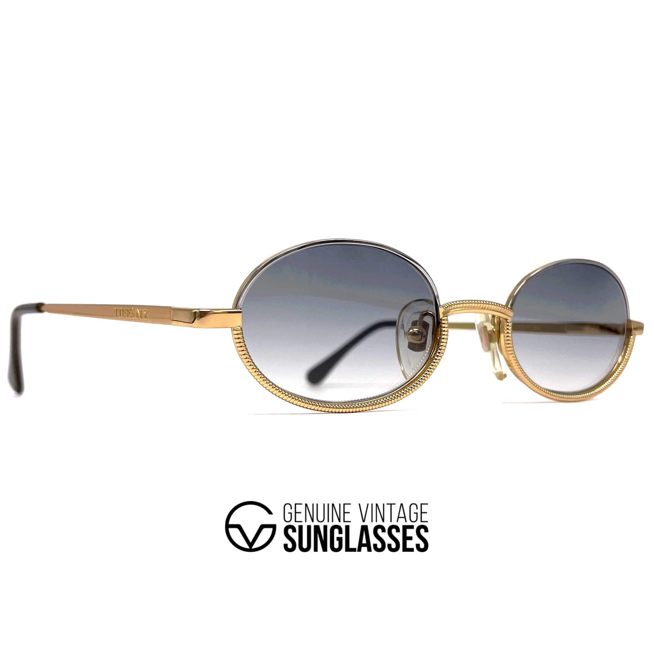 Vintage TIFFANY T1/05 gold plated round sunglasses