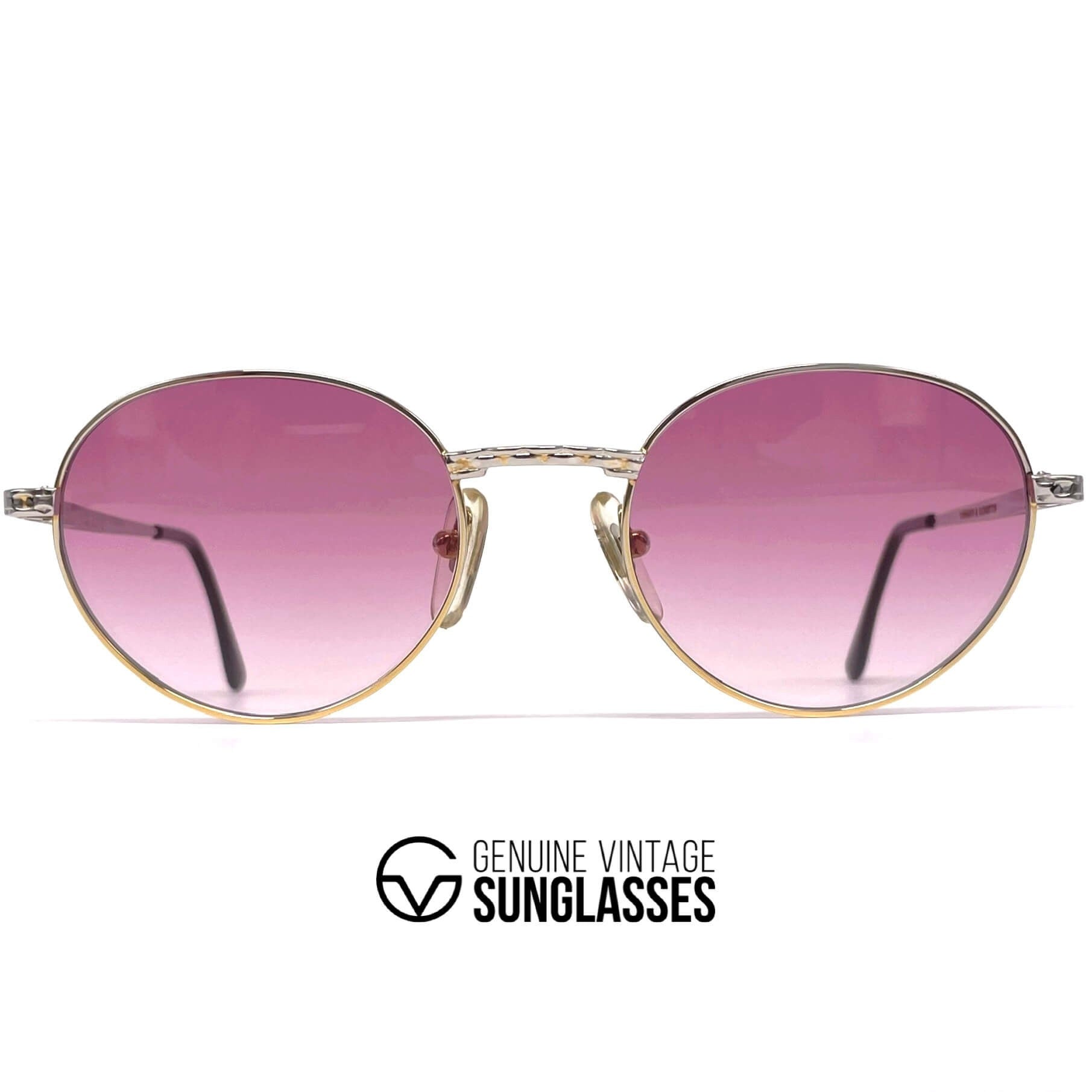 Vintage TIFFANY T470 gold plated platinum round sunglasses