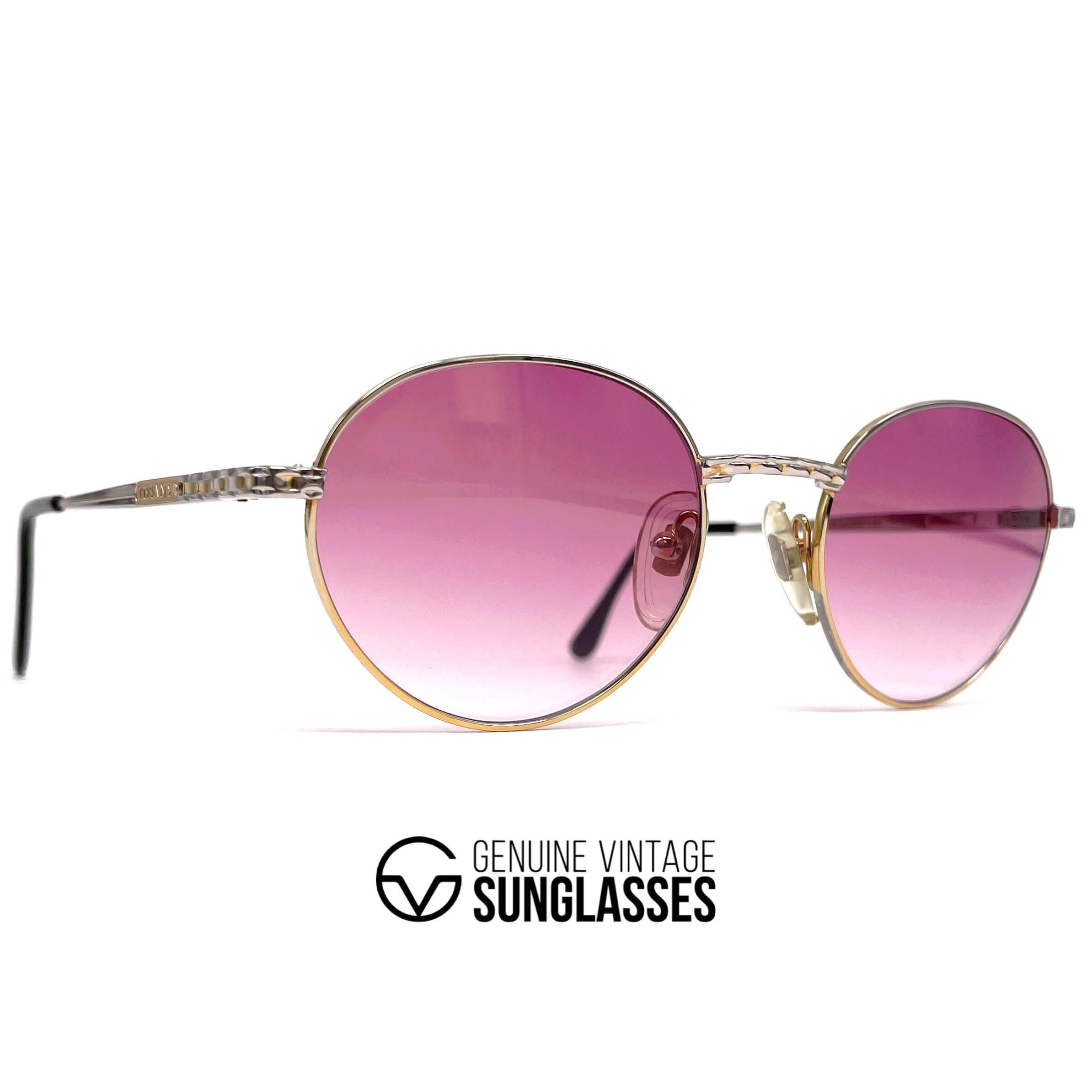 Vintage TIFFANY T470 gold plated platinum round sunglasses
