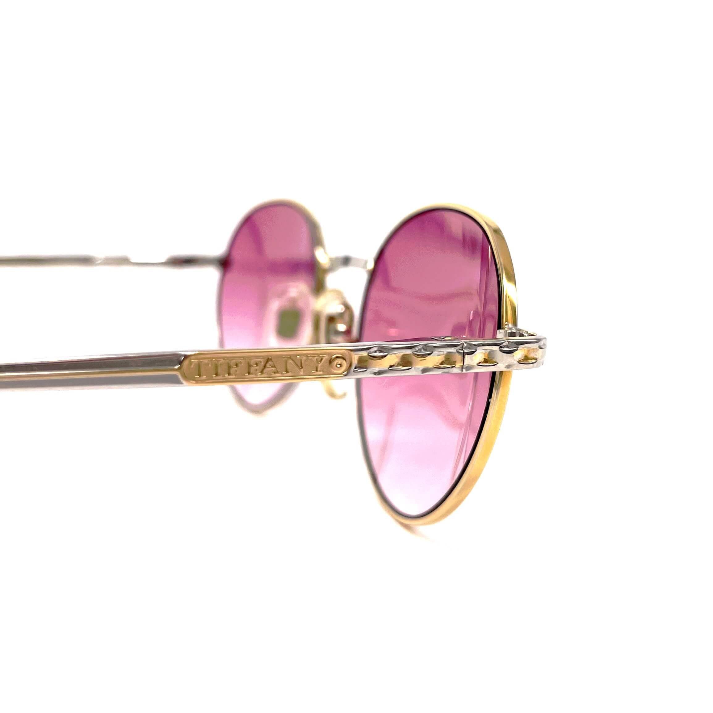 Vintage TIFFANY T470 gold plated platinum round sunglasses