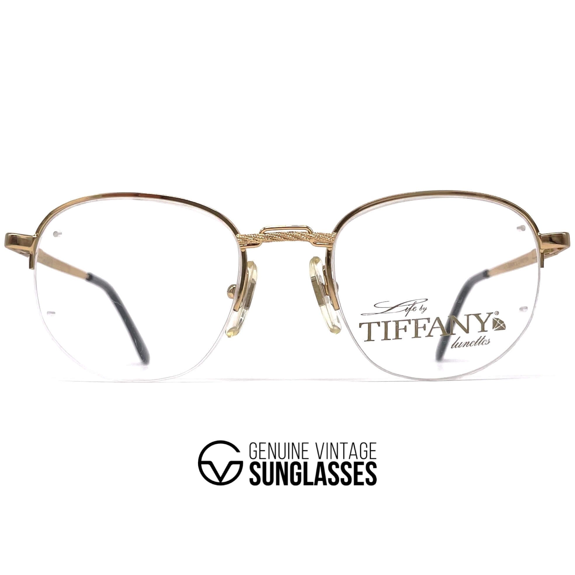 Vintage TIFFANY TJ15 gold plated rimless glasses frames