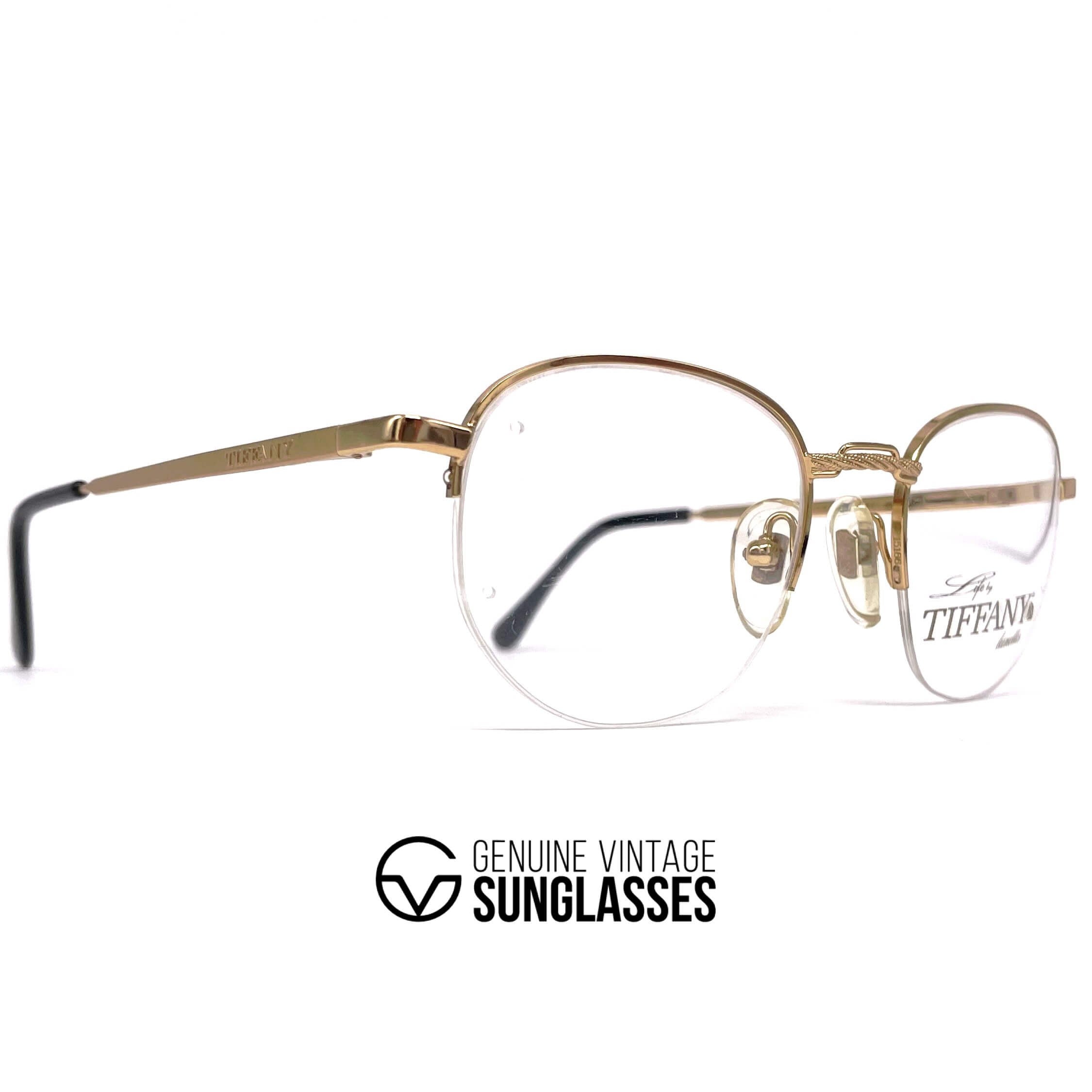 Vintage TIFFANY TJ15 gold plated rimless glasses frames