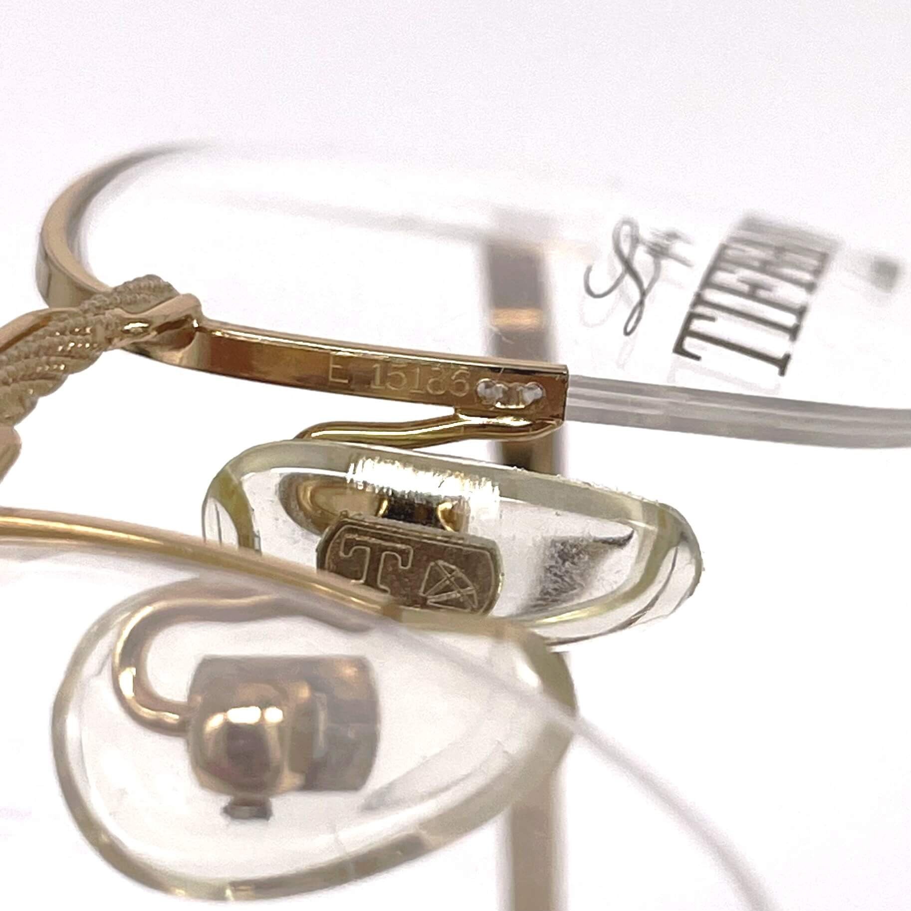 Vintage TIFFANY TJ15 gold plated rimless glasses frames