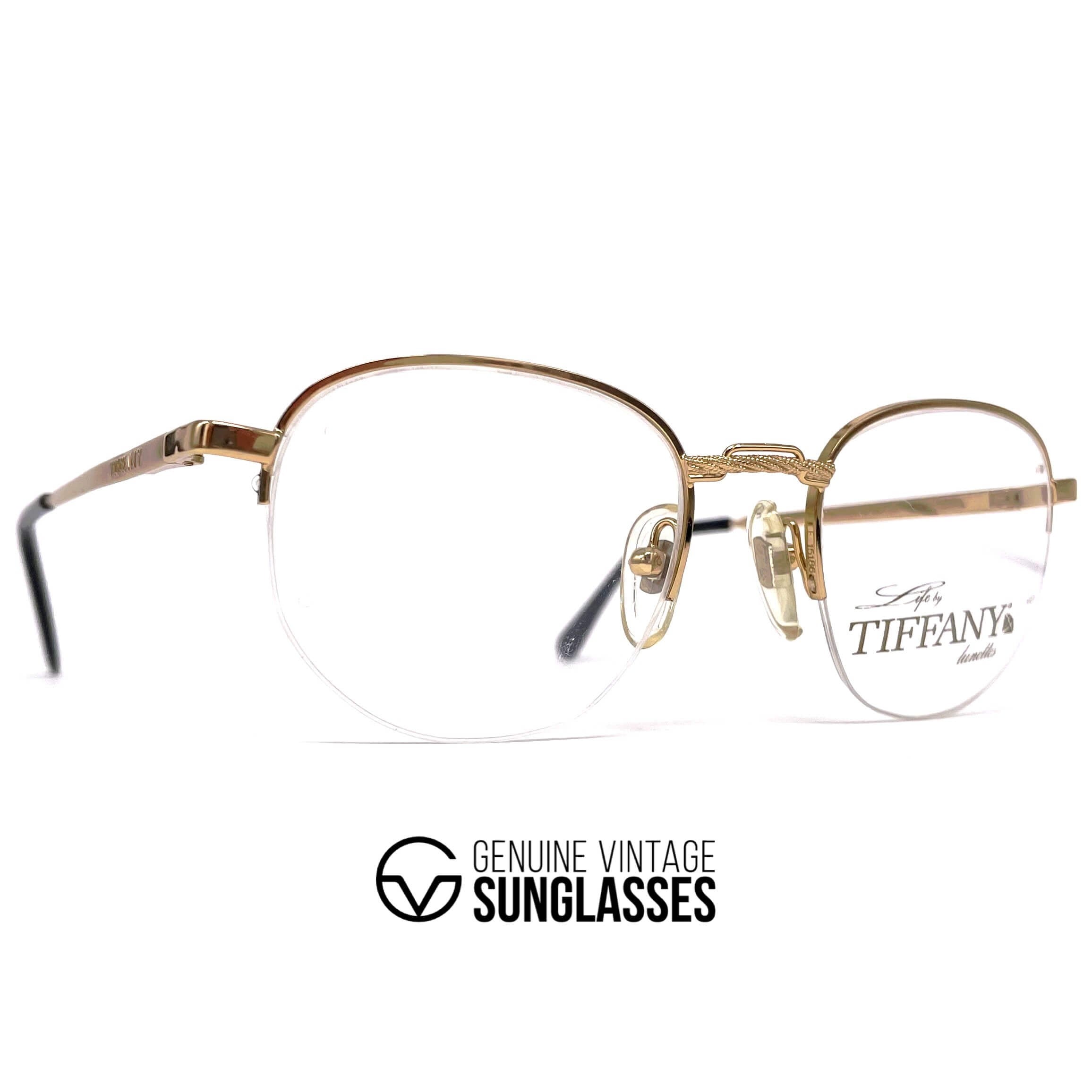 Vintage TIFFANY TJ15 gold plated rimless glasses frames