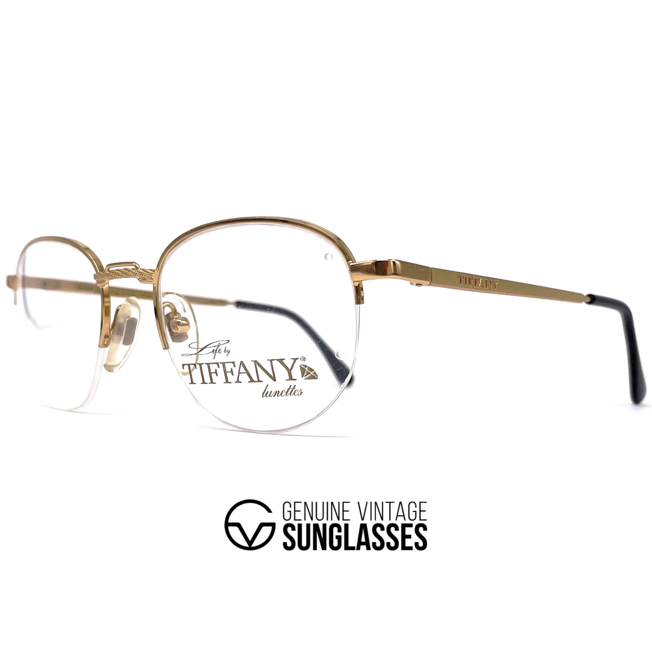 Vintage TIFFANY TJ15 gold plated rimless glasses frames