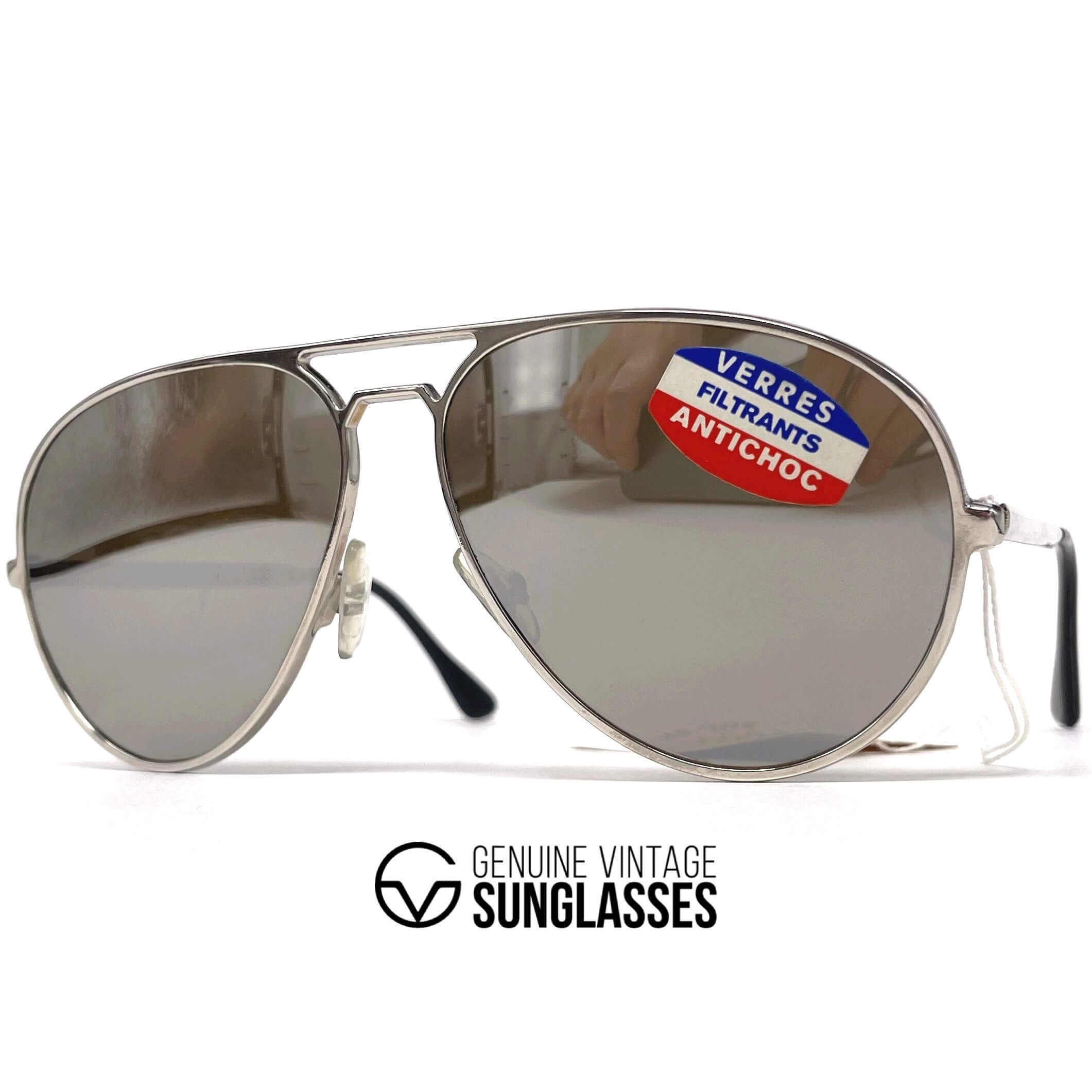 Vintage VUARNET POUILLOUX 303 mineral mirrored lenses aviator sunglasses