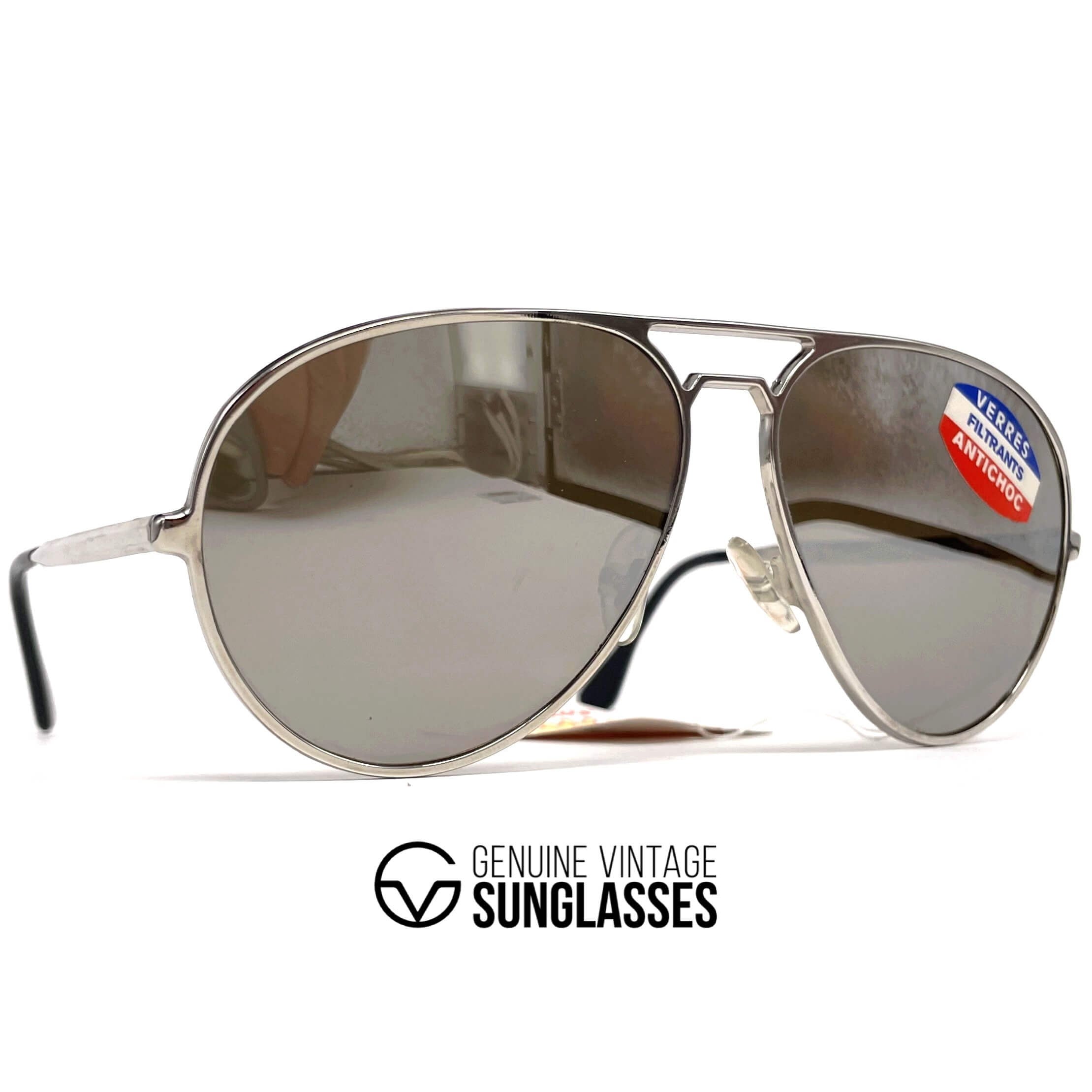 Vintage VUARNET POUILLOUX 303 mineral mirrored lenses aviator sunglasses