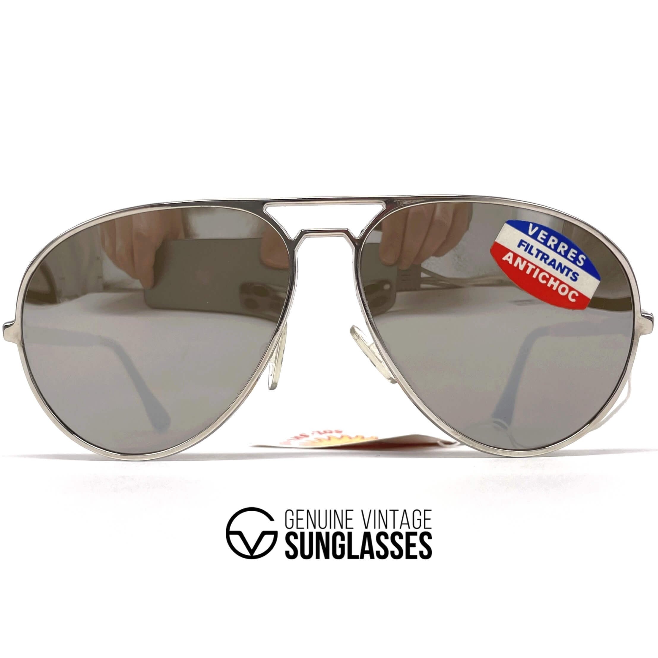 Vintage VUARNET POUILLOUX 303 mineral mirrored lenses aviator sunglasses