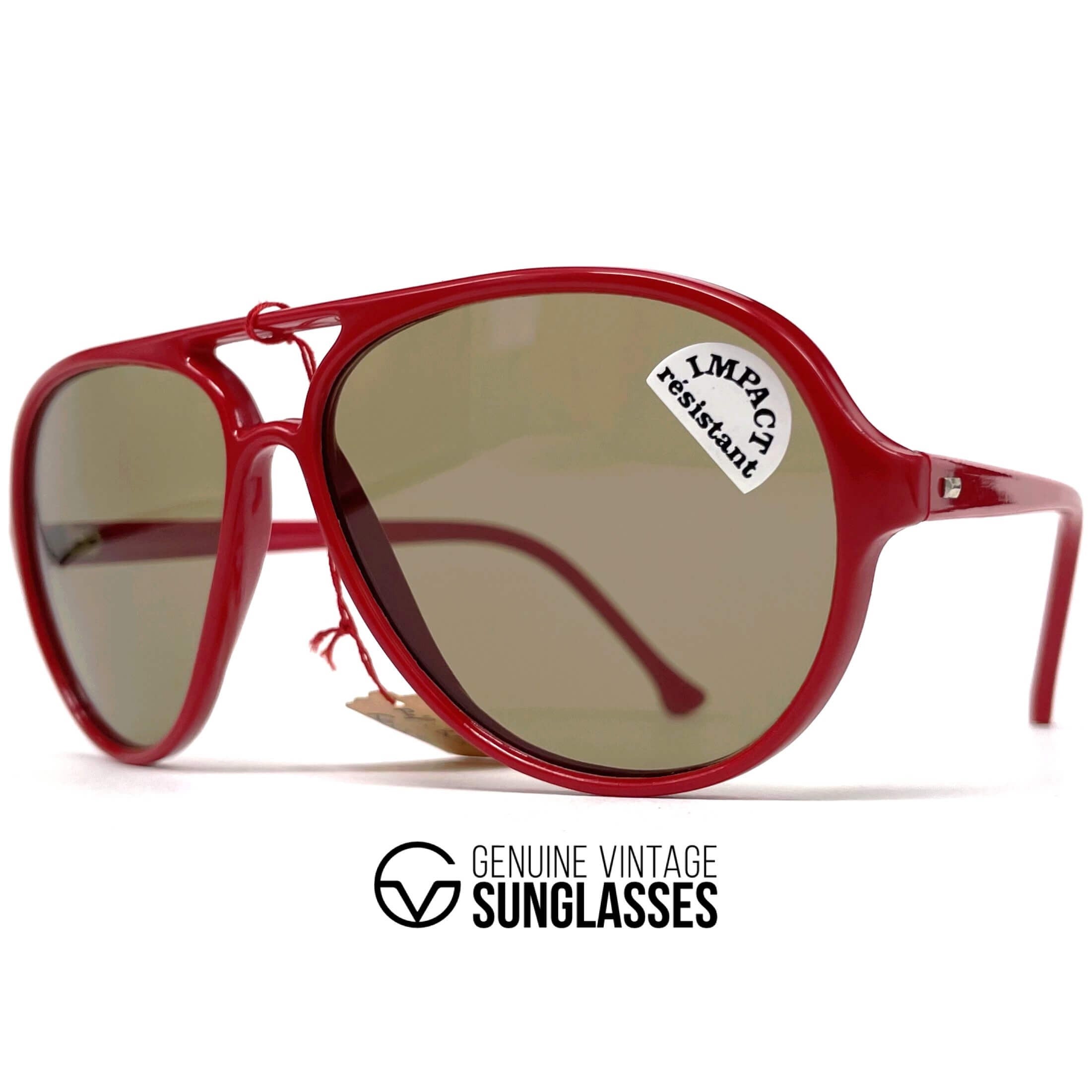 Vintage VUARNET POUILLOUX 3231 nylon red aviator mineral sunglasses
