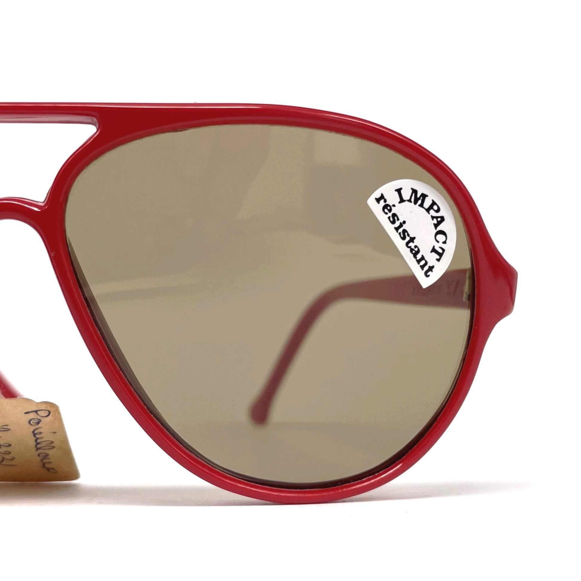 Vintage VUARNET POUILLOUX 3231 nylon red aviator mineral sunglasses