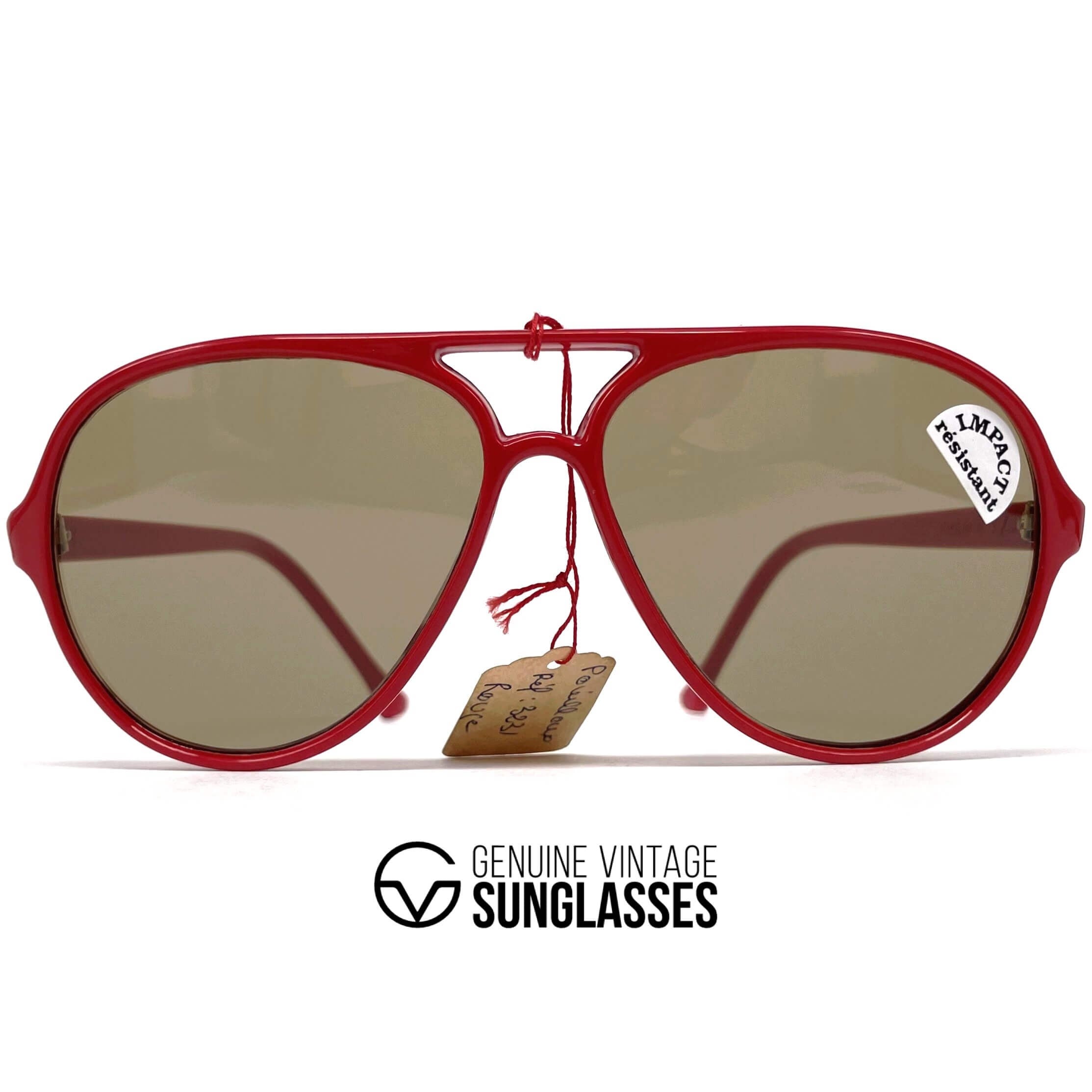 Vintage VUARNET POUILLOUX 3231 nylon red aviator mineral sunglasses
