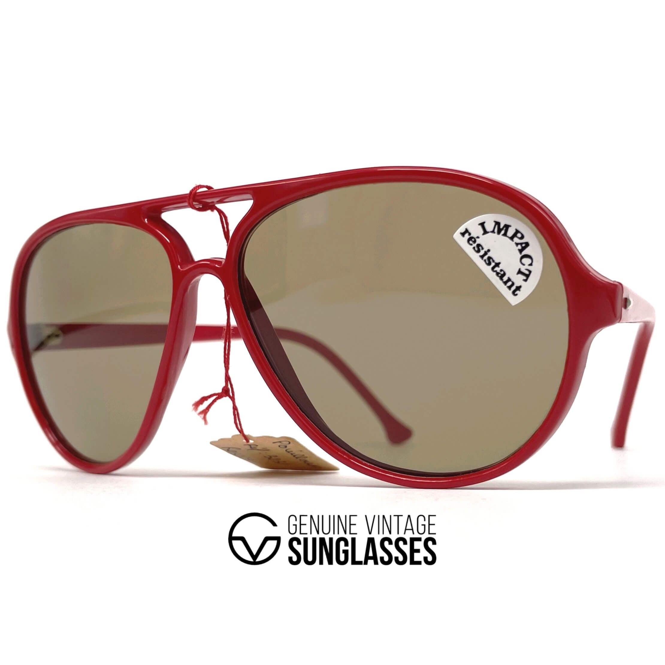 Vintage VUARNET POUILLOUX 3231 nylon red aviator mineral sunglasses