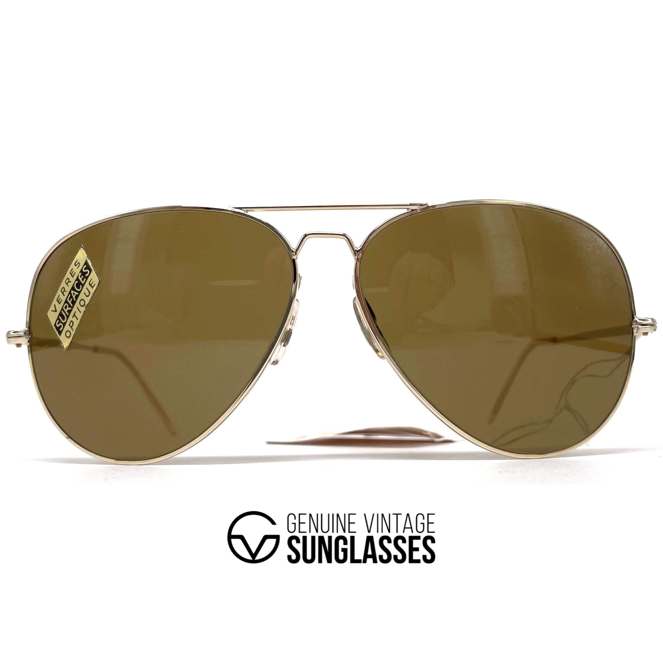 Vintage VUARNET POUILLOUX 351 mineral lenses gold aviator sunglasses