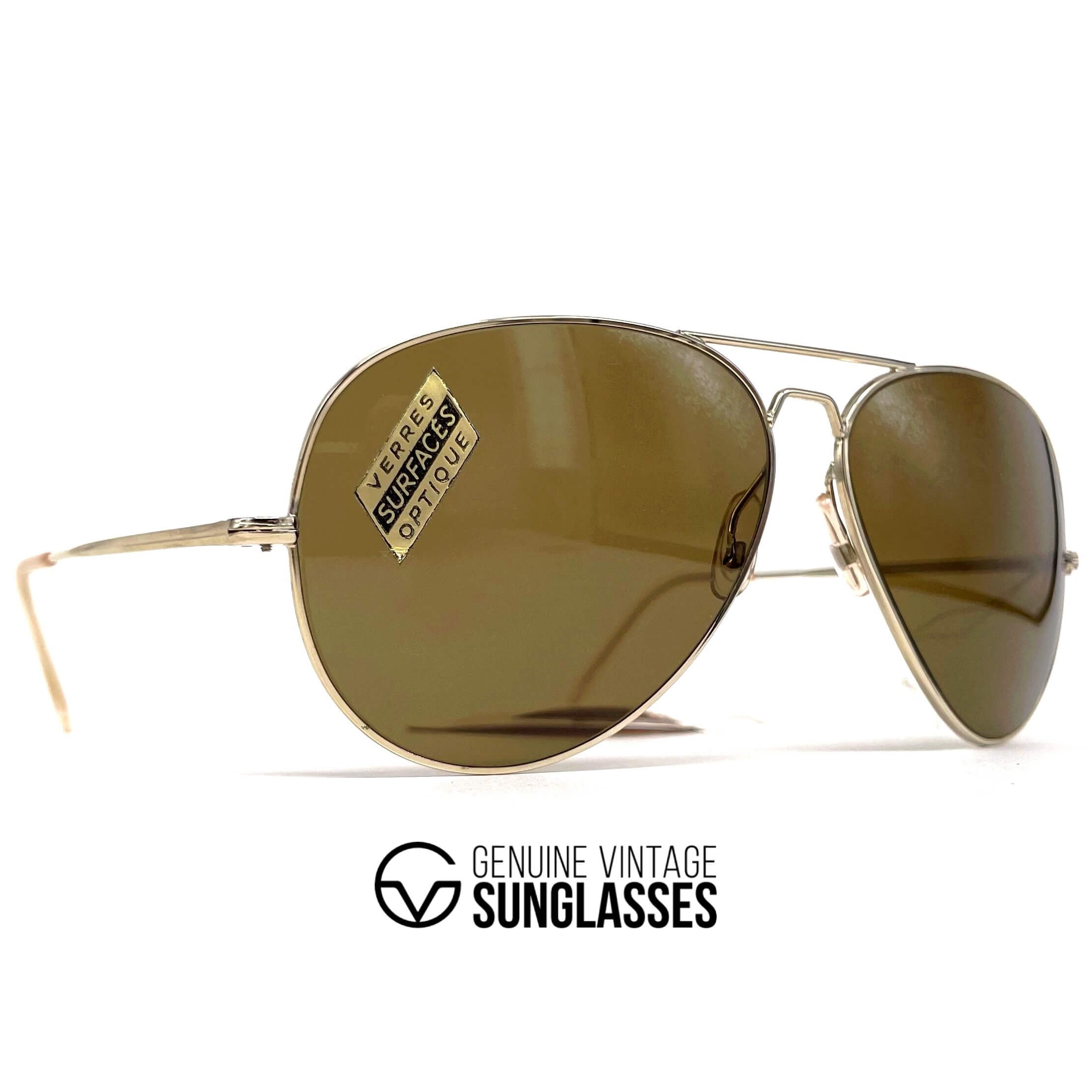 Vintage VUARNET POUILLOUX 351 mineral lenses gold aviator sunglasses
