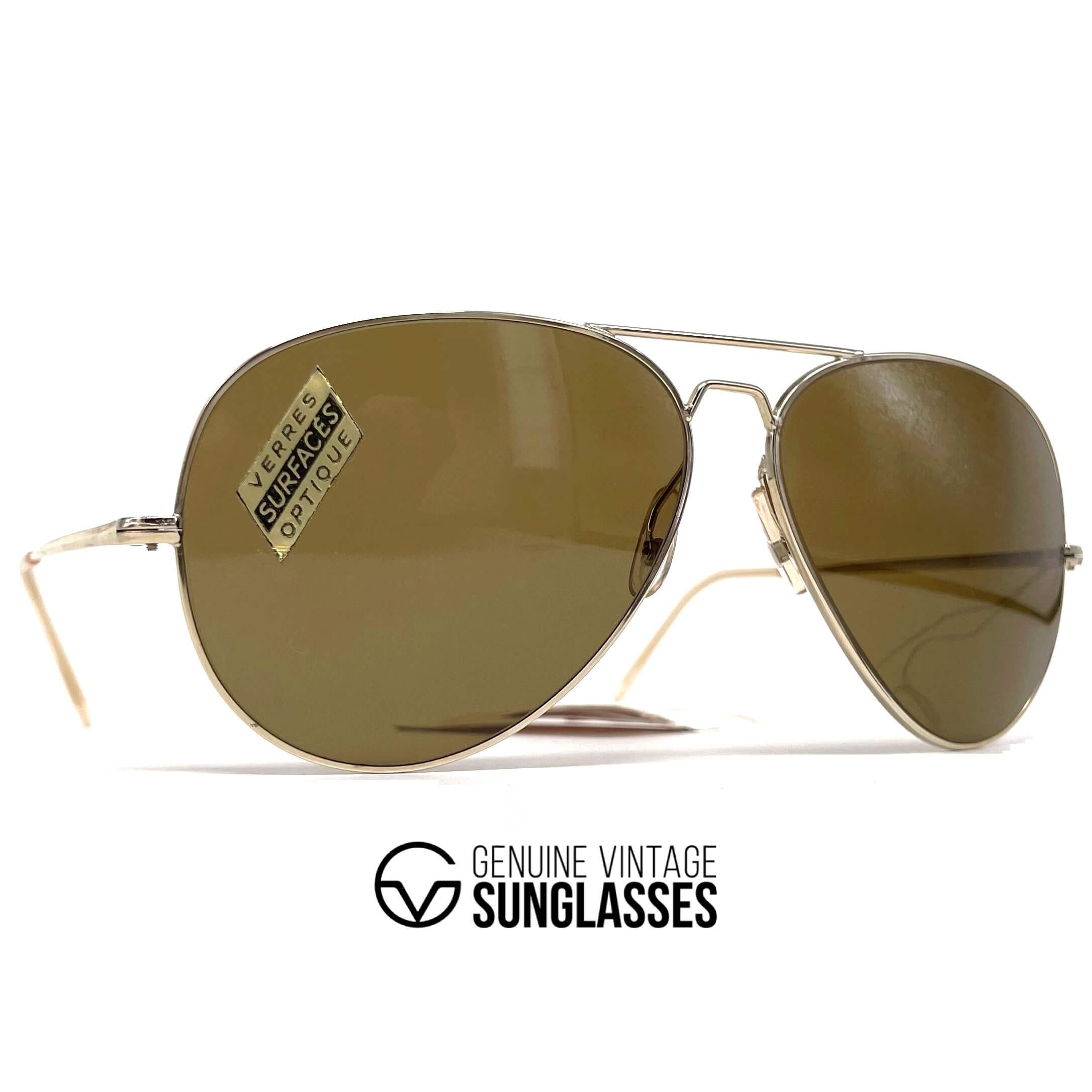 Vintage VUARNET POUILLOUX 351 mineral lenses gold aviator sunglasses