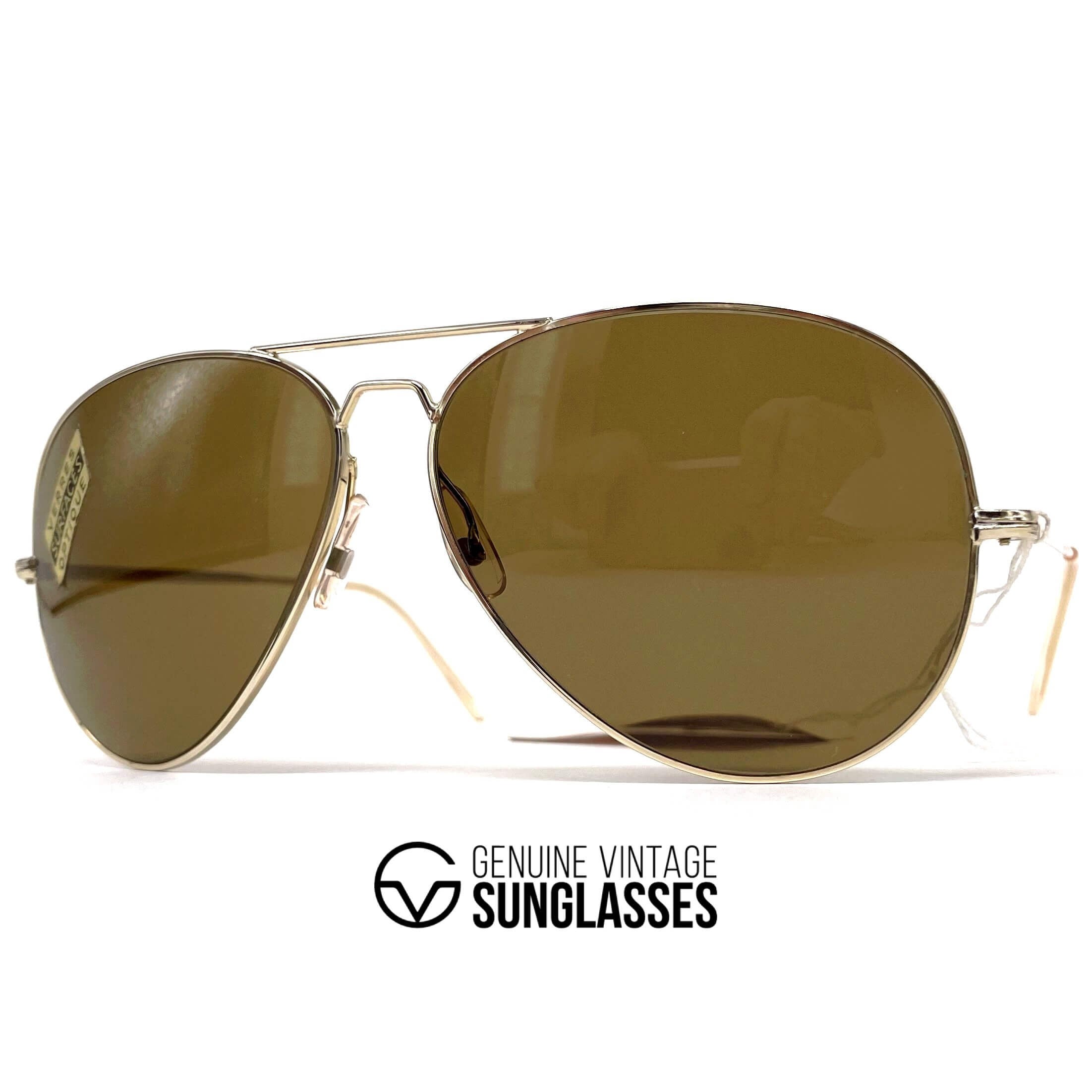 Vintage VUARNET POUILLOUX 351 mineral lenses gold aviator sunglasses