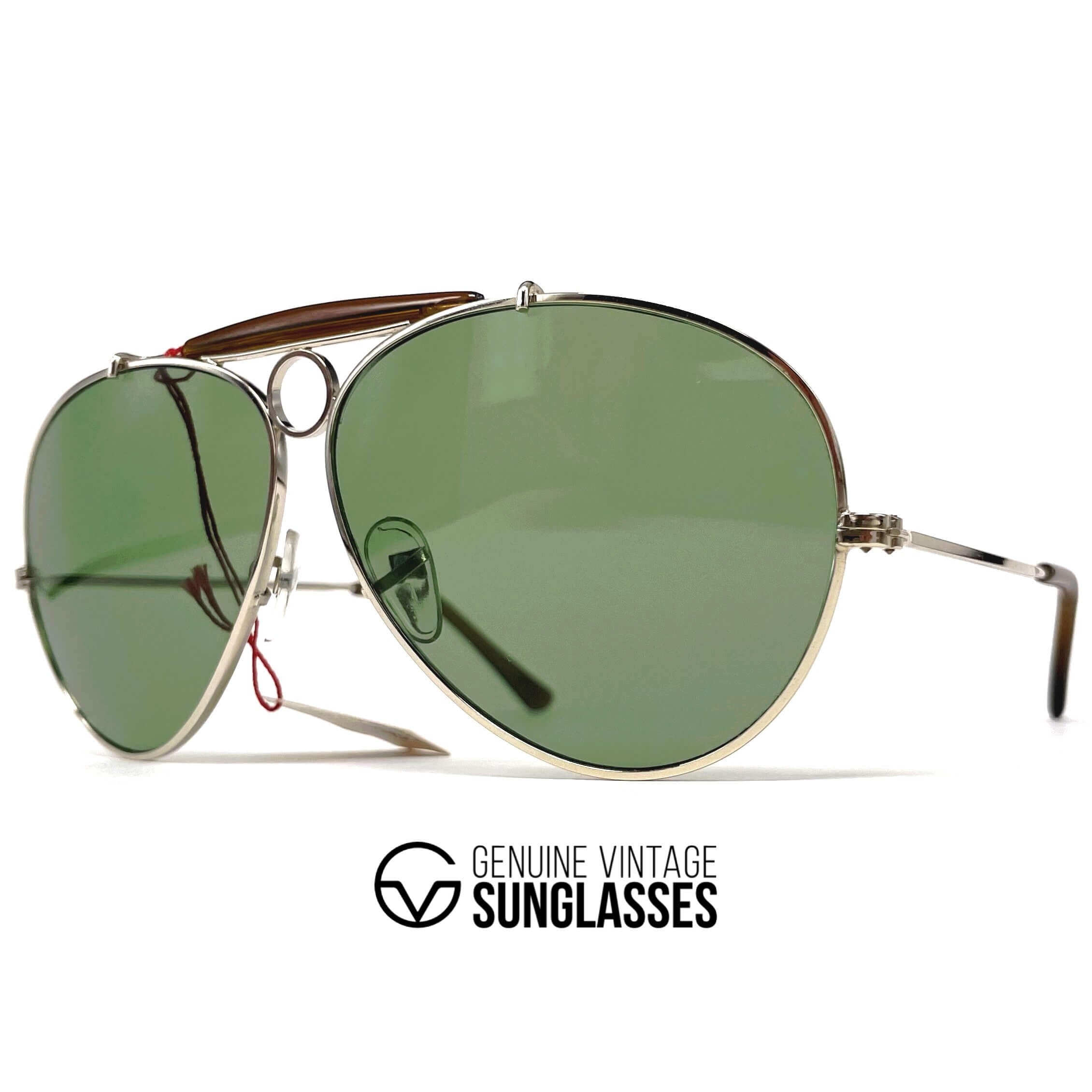 Vintage VUARNET POUILLOUX 5210 Shooter gold mineral aviator sunglasses