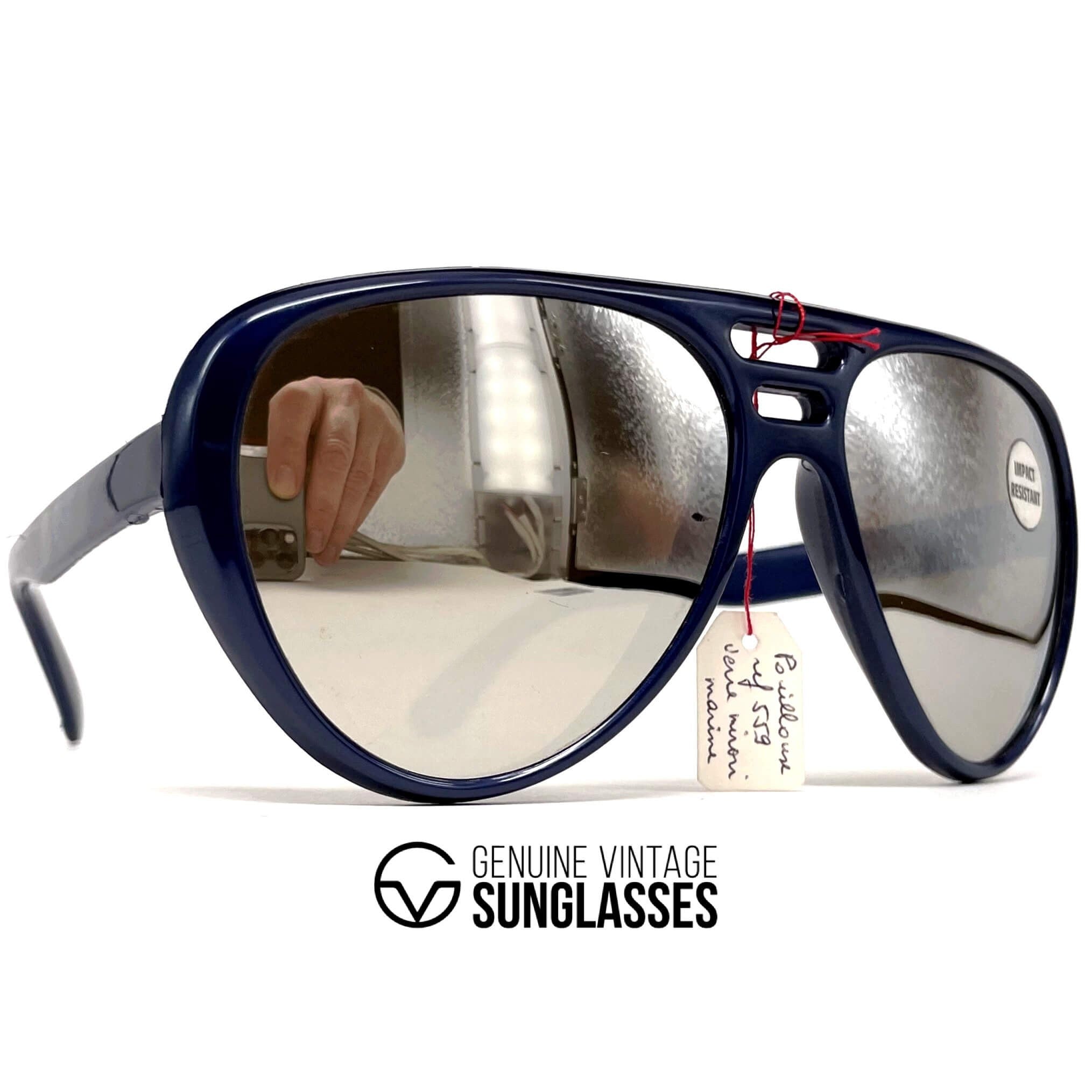 Vintage VUARNET POUILLOUX 559 nylon blue mirrored mineral sunglasses